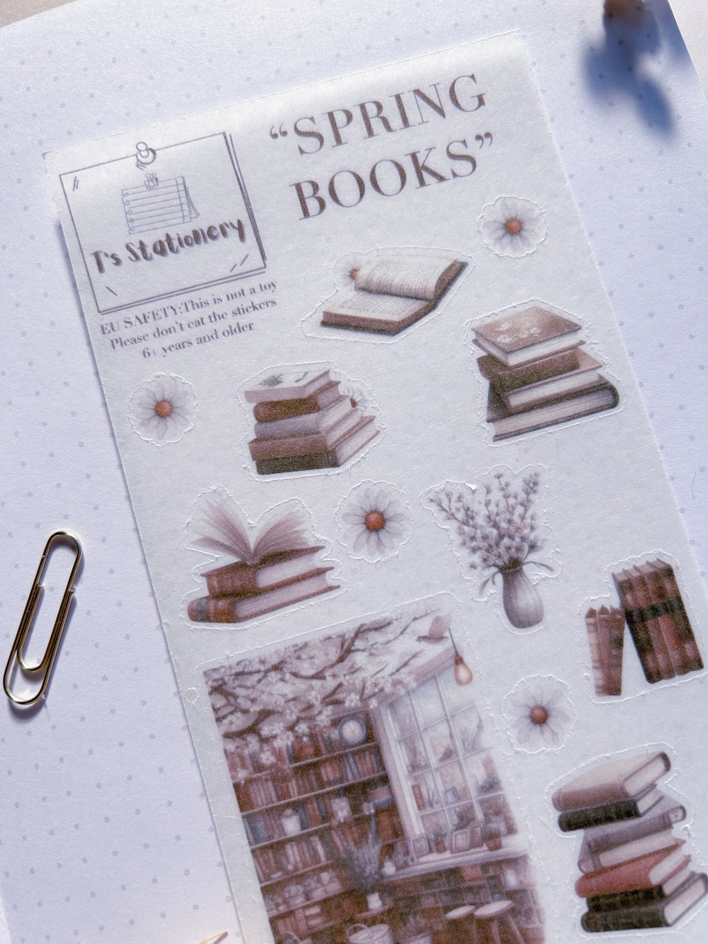 "Spring Books"  Washi Sticker Sheet