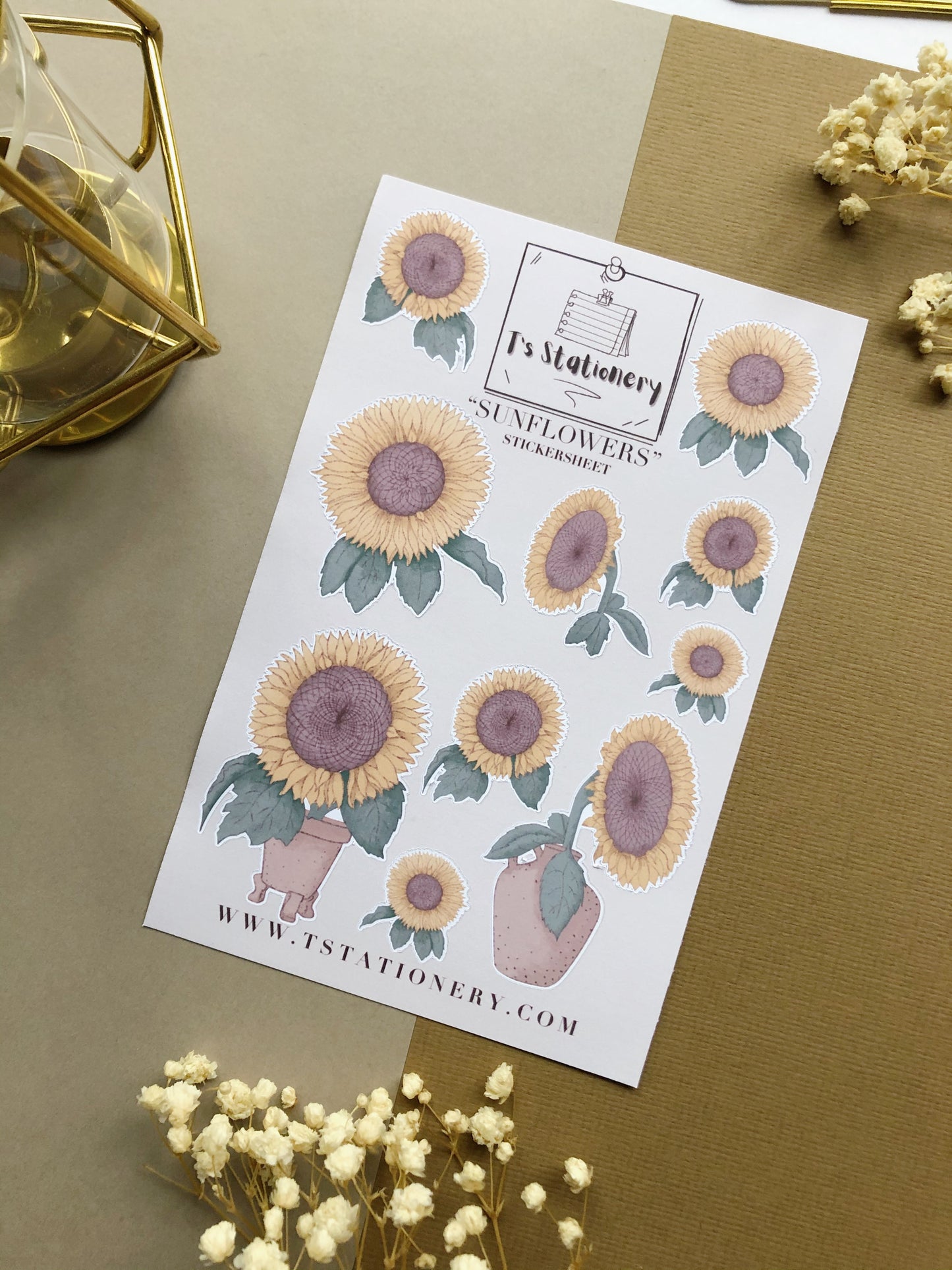 "Sunflower Sticker Set Of 3"