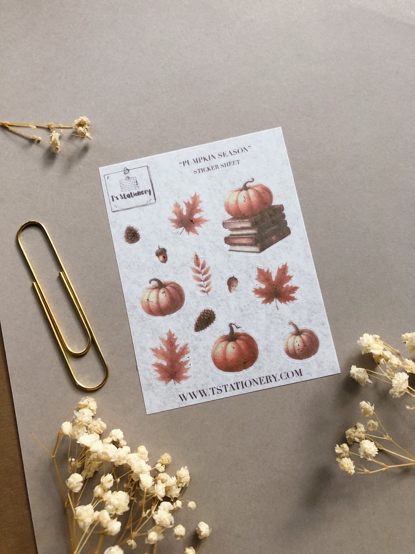 "Pumpkin Season" Washi Sticker Sheet (Gold Foil)