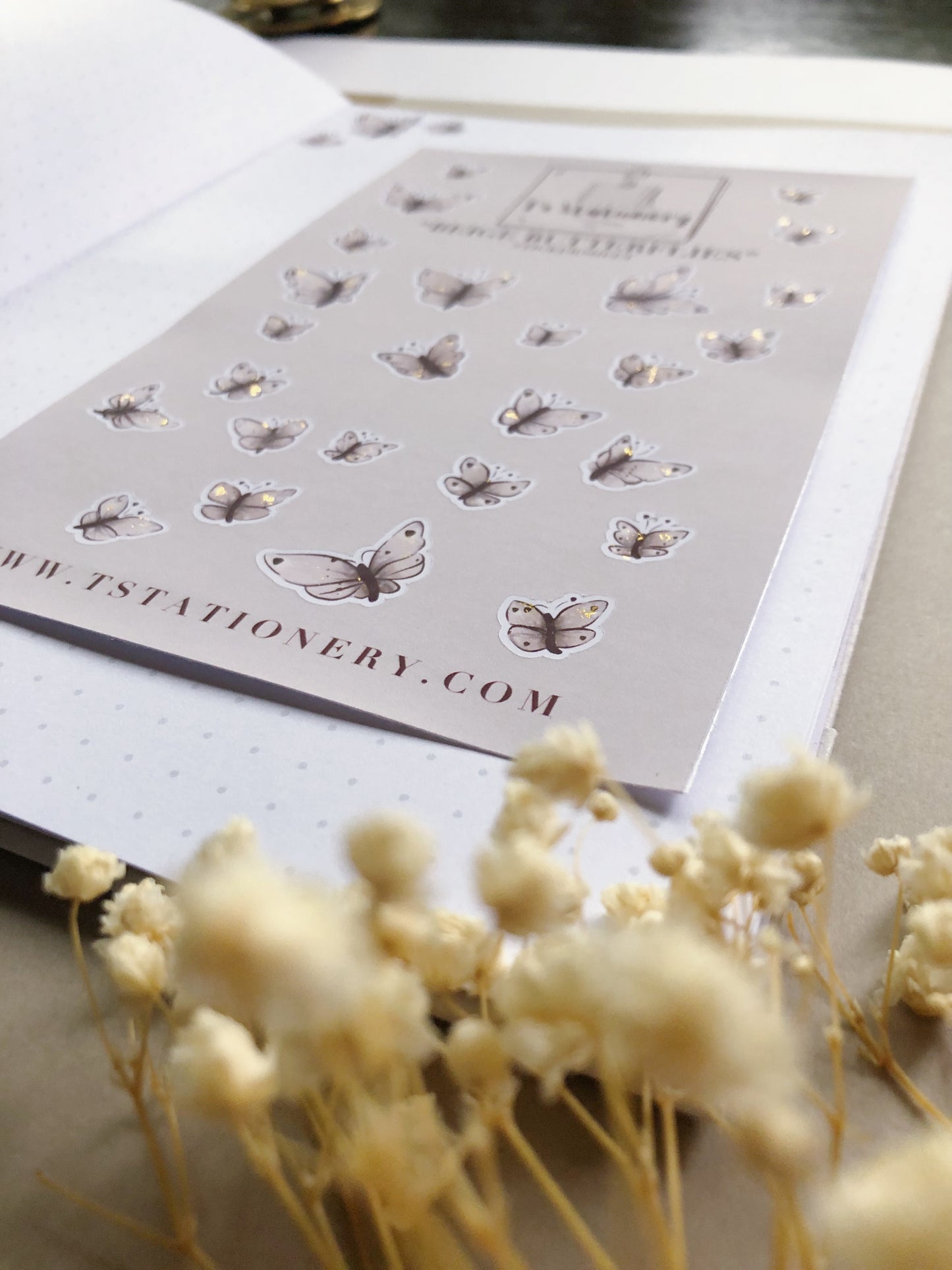 "Beige & Gold Butterflies"  Sticker Sheet