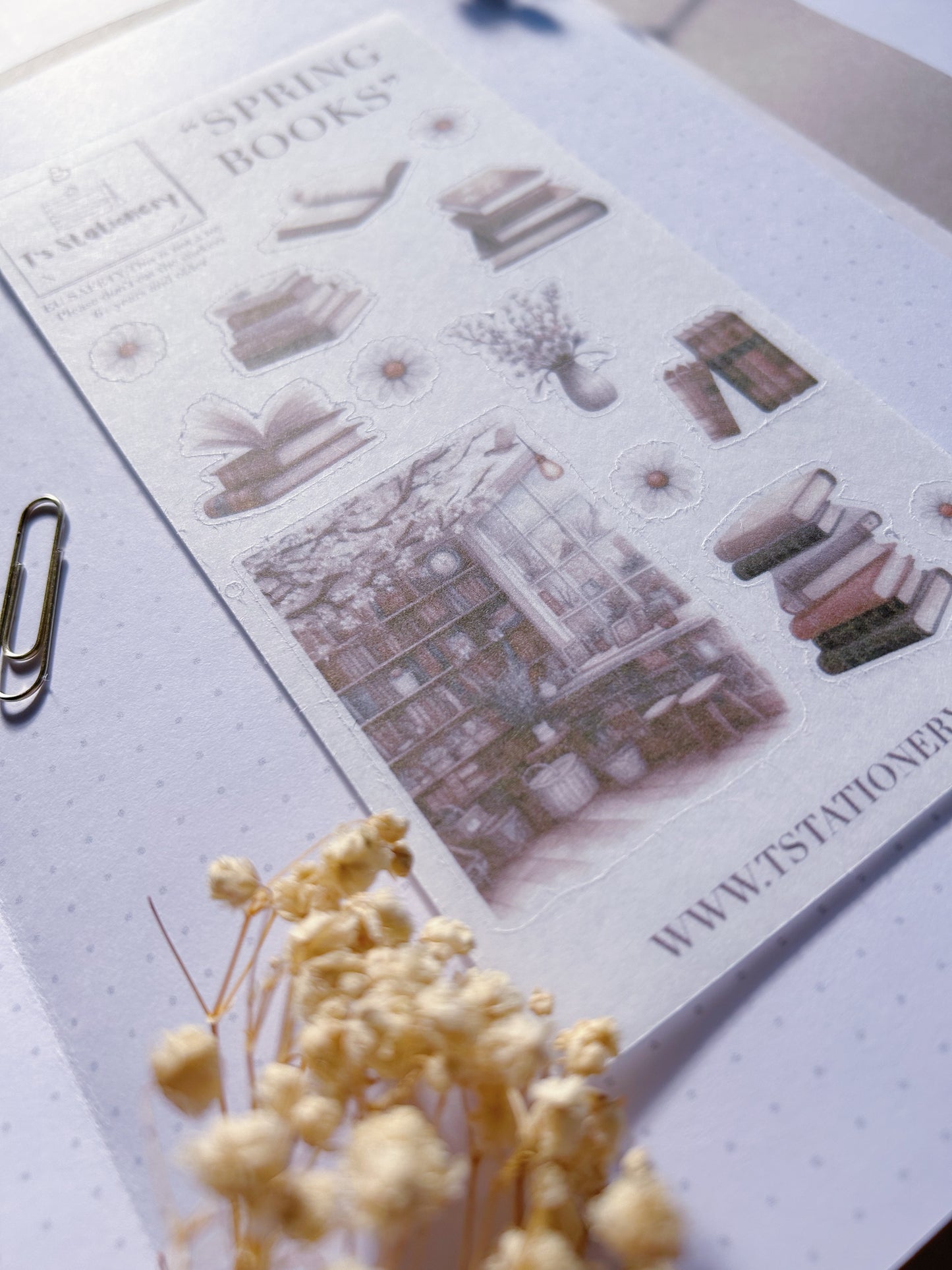 "Spring Books"  Washi Sticker Sheet