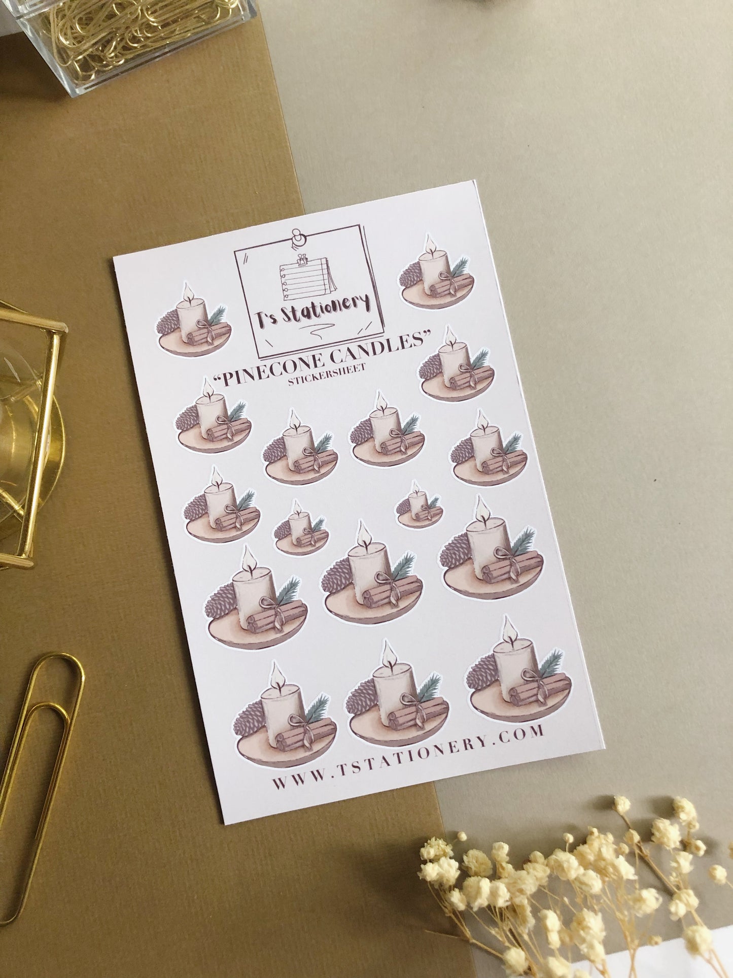 "Pinecone Candles"  Sticker Sheet