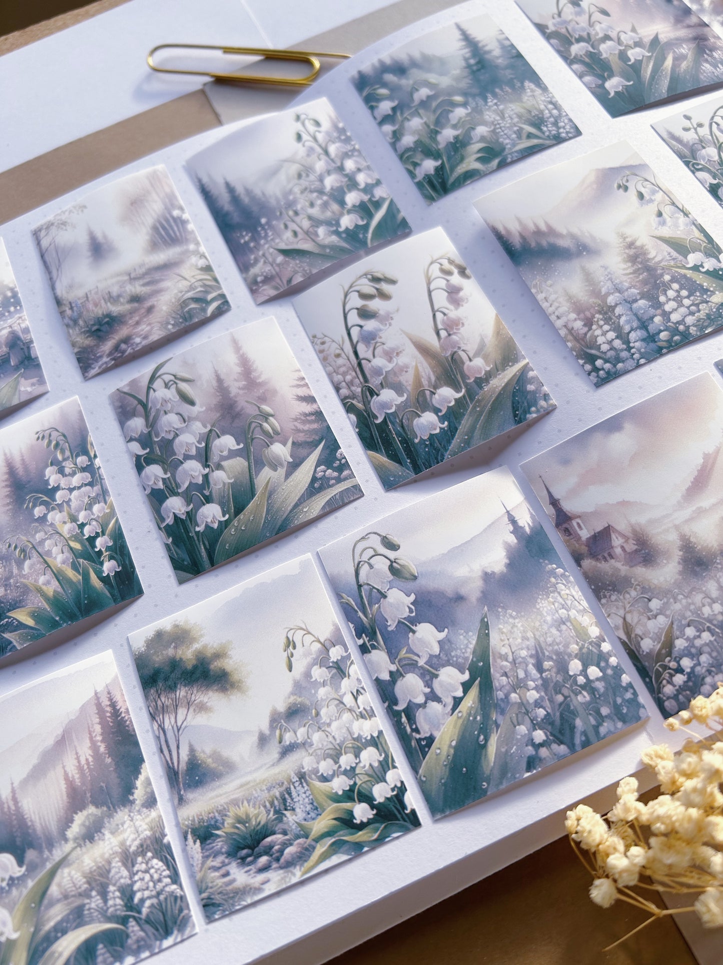 16pcs "Lily Of The Valley" Scenery Sticker Pack