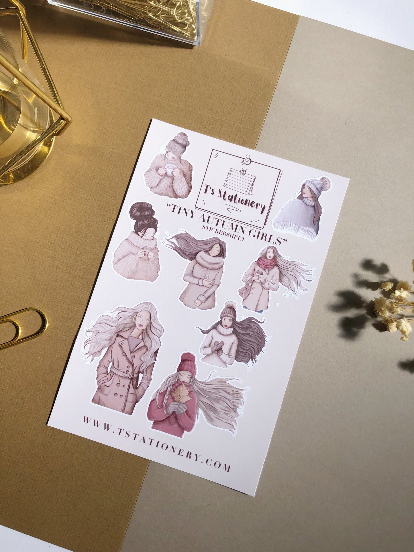 "Tiny Fall Girls"  Sticker Sheet