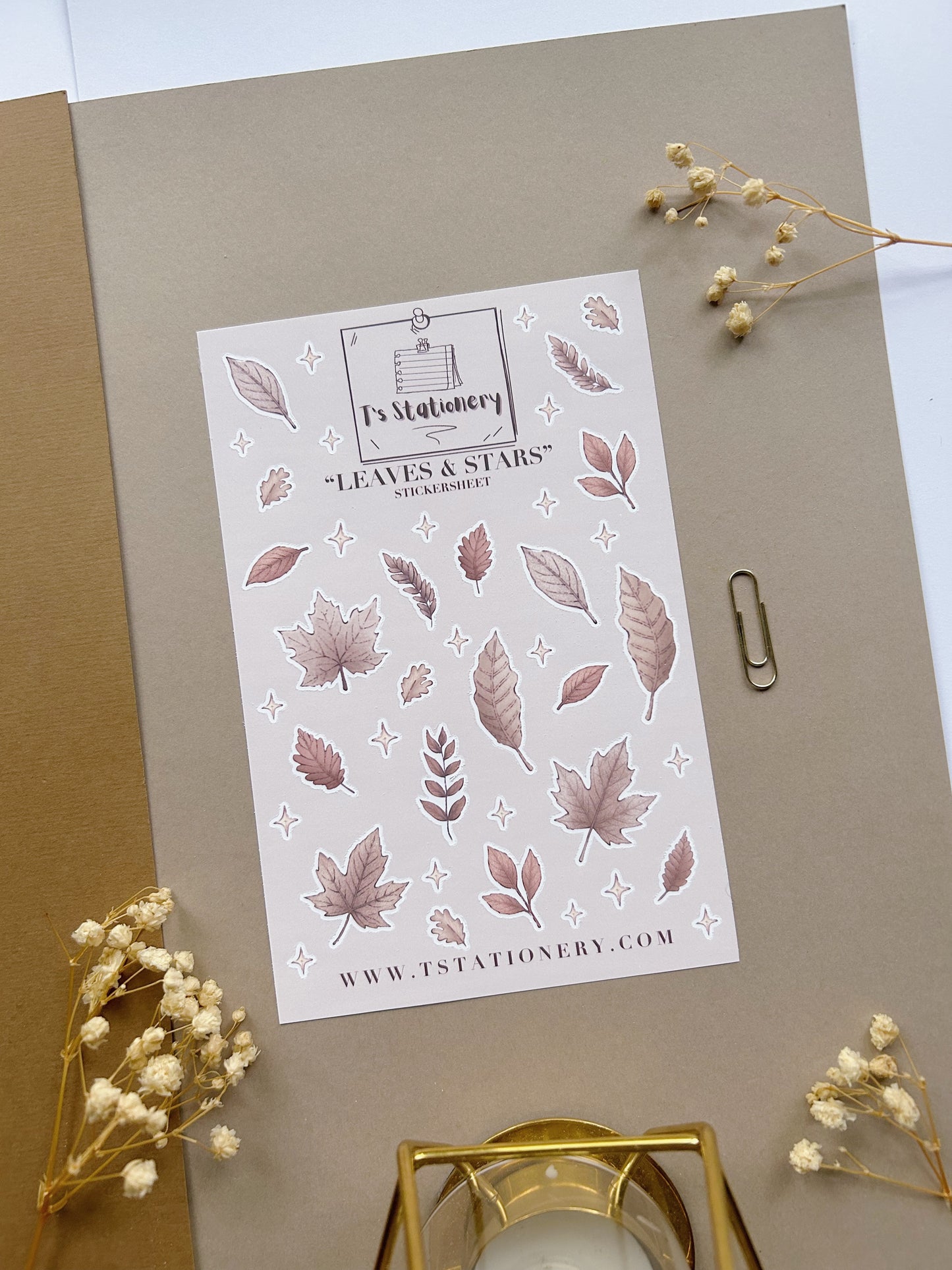 "Leaves & Stars"  Sticker Sheet