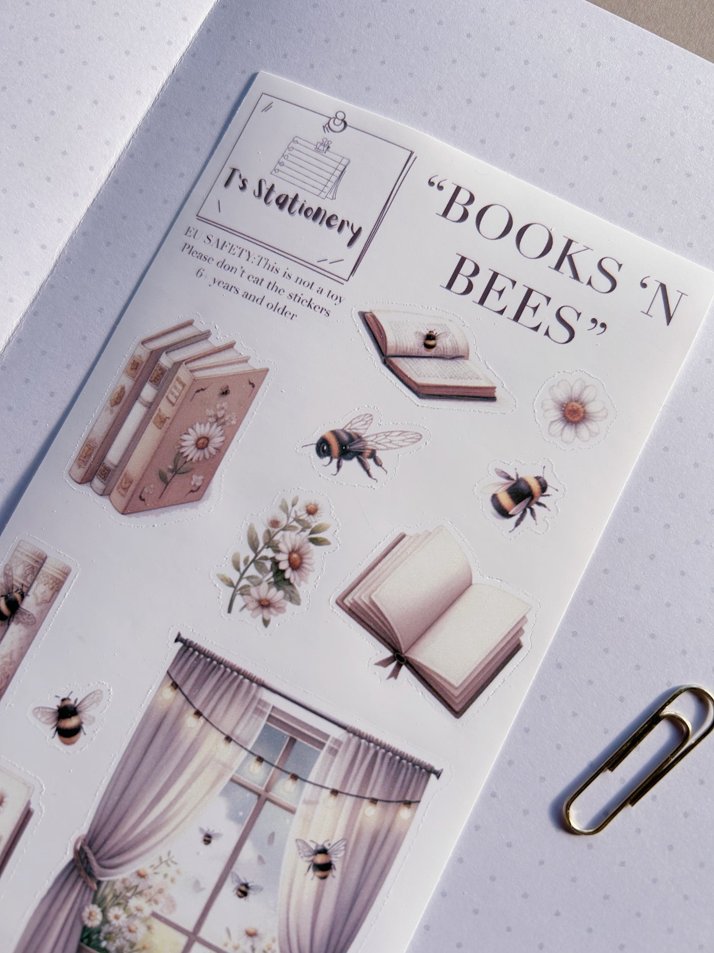 "Books 'n Bees"  Sticker Sheet