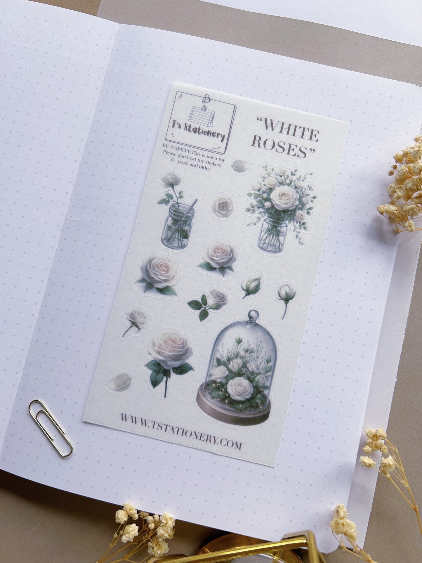 "White Roses"  Sticker Sheet