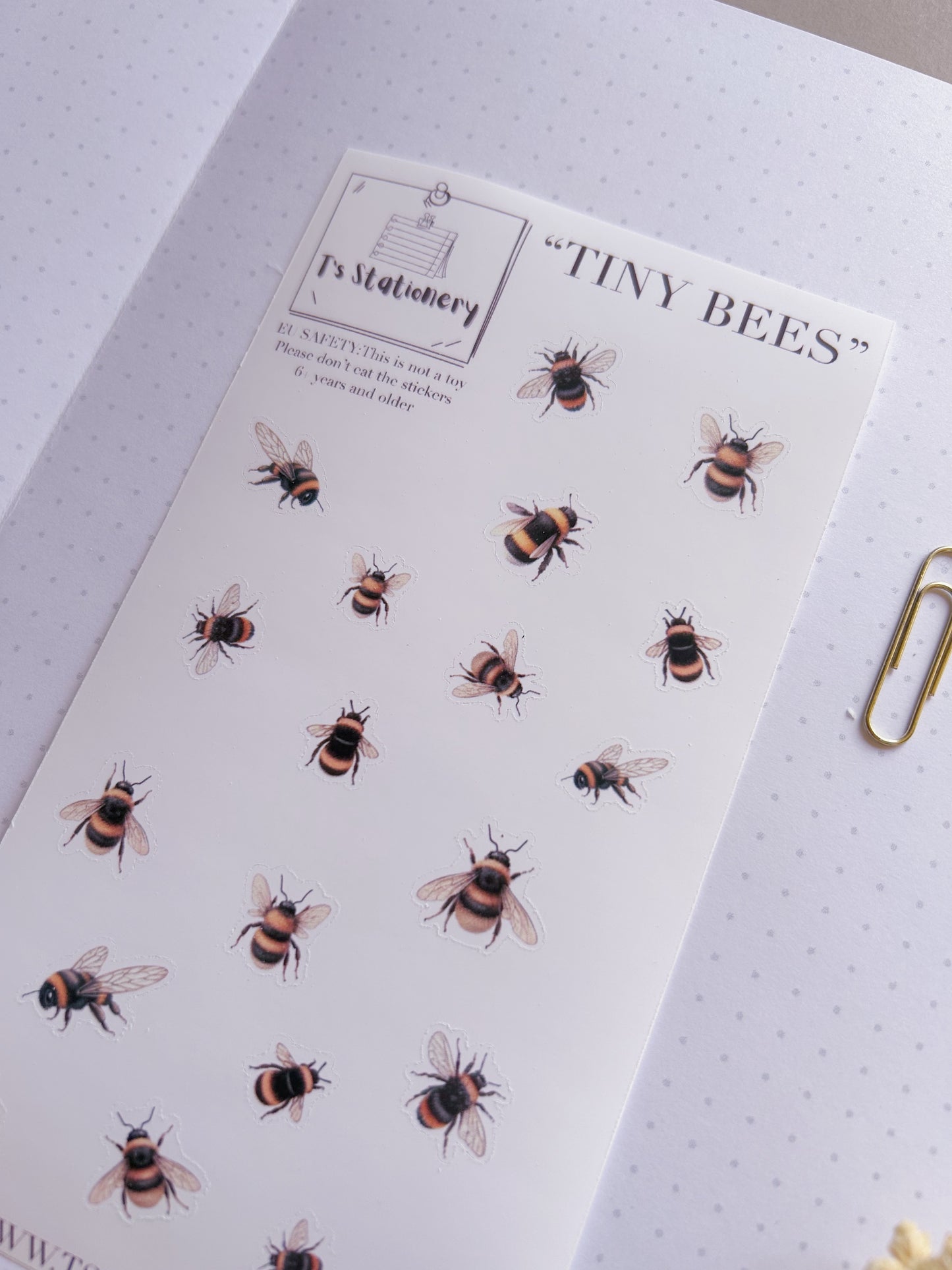 "Tiny Bees"  Sticker Sheet