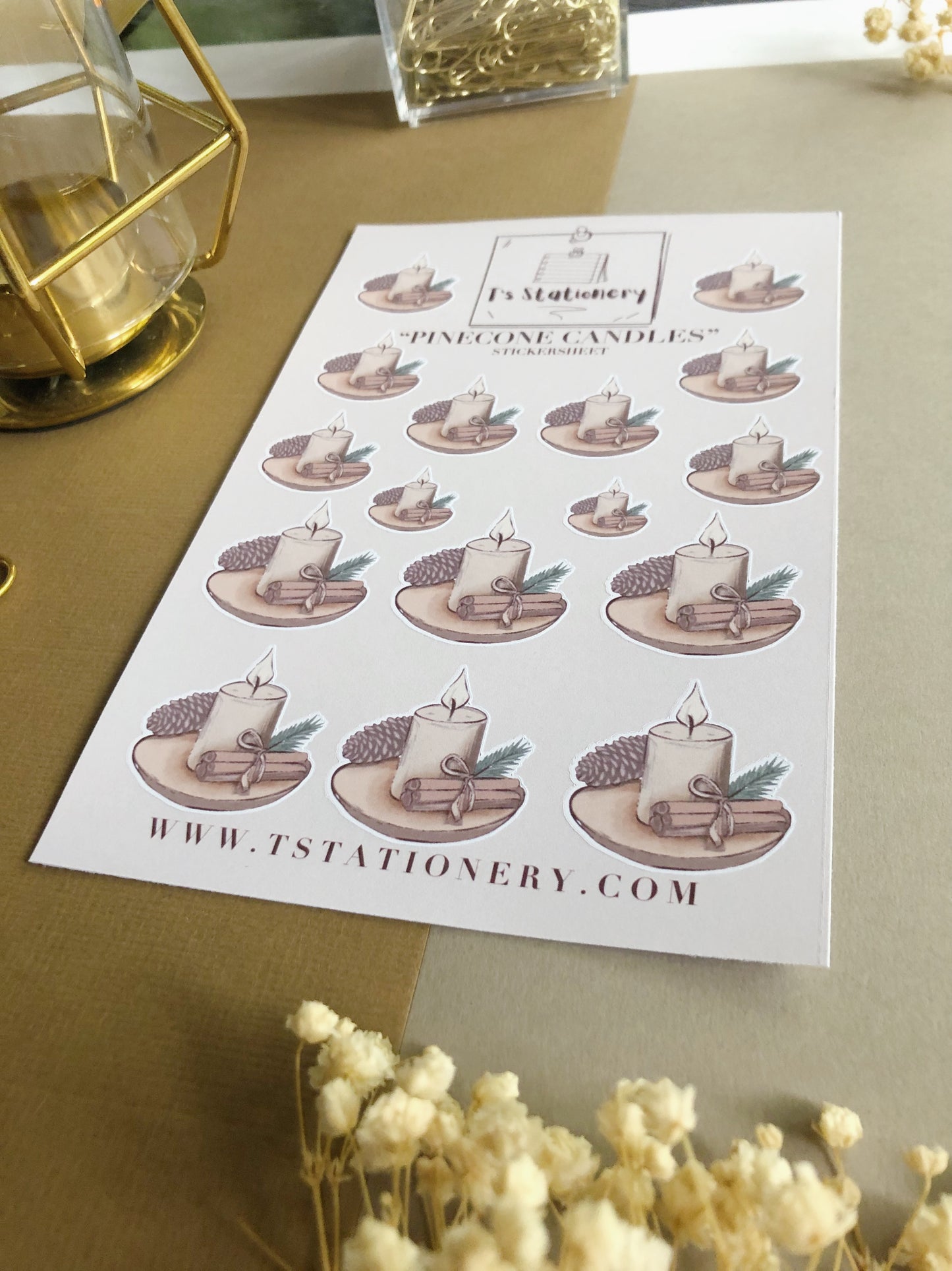 "Pinecone Candles"  Sticker Sheet