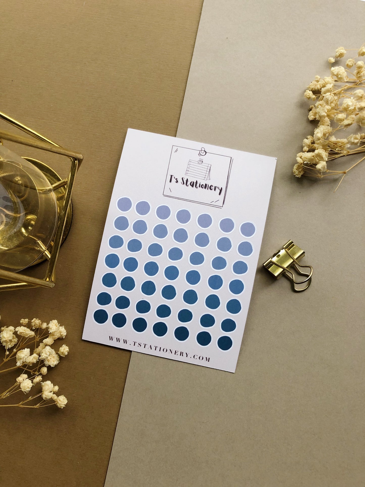 "Navy Blue Dots" Mini Sticker Sheet