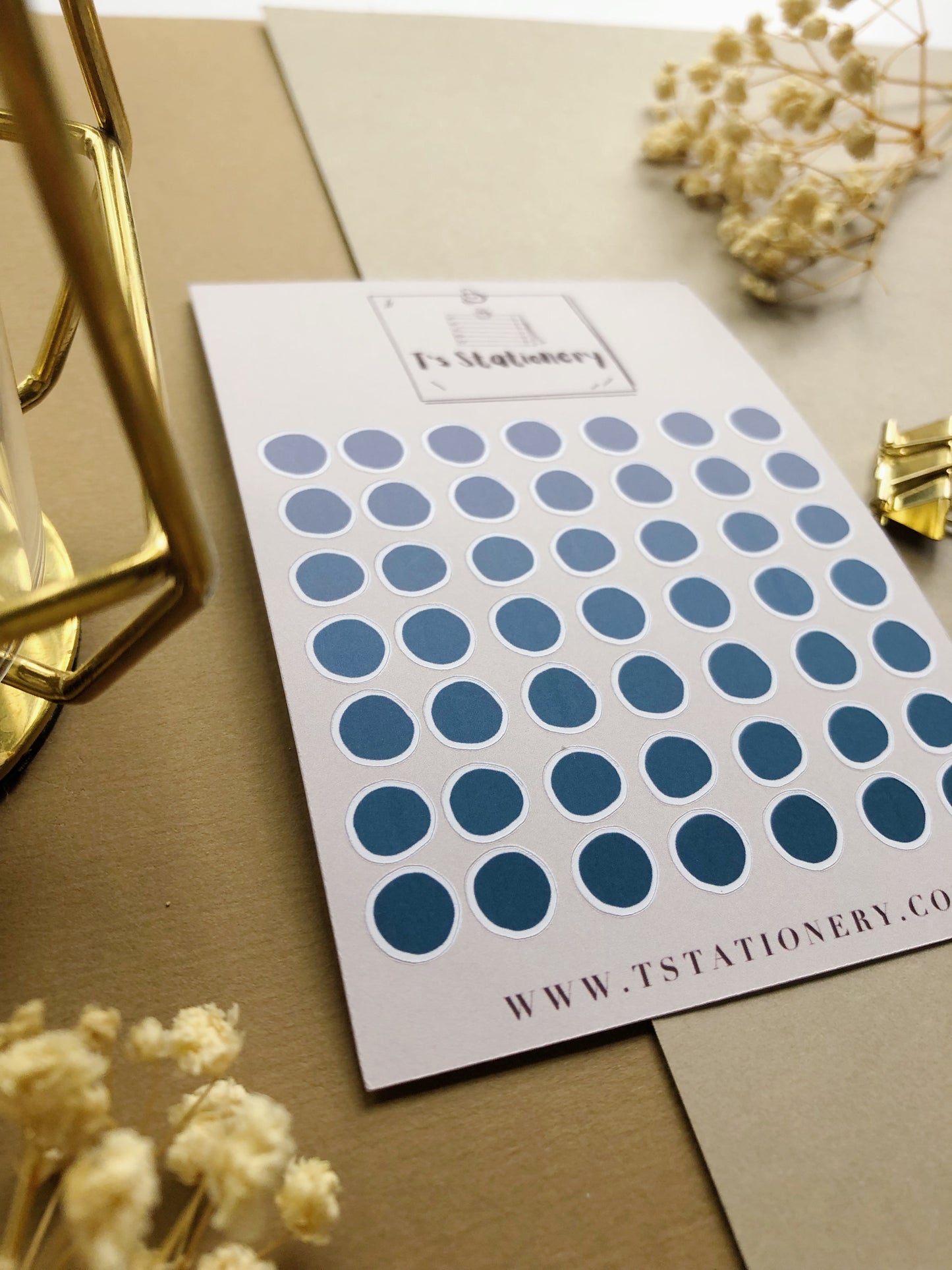 "Navy Blue Dots" Mini Sticker Sheet