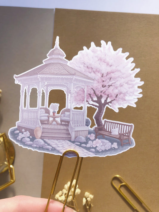 "Sakura Gazebo" Die Cut Sticker