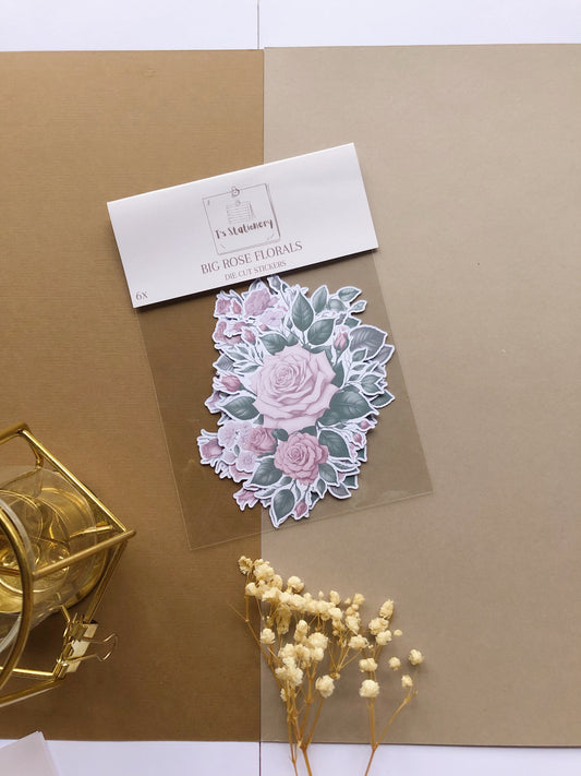 "6Pcs Rose Die Cut Stickers" Sticker Bag