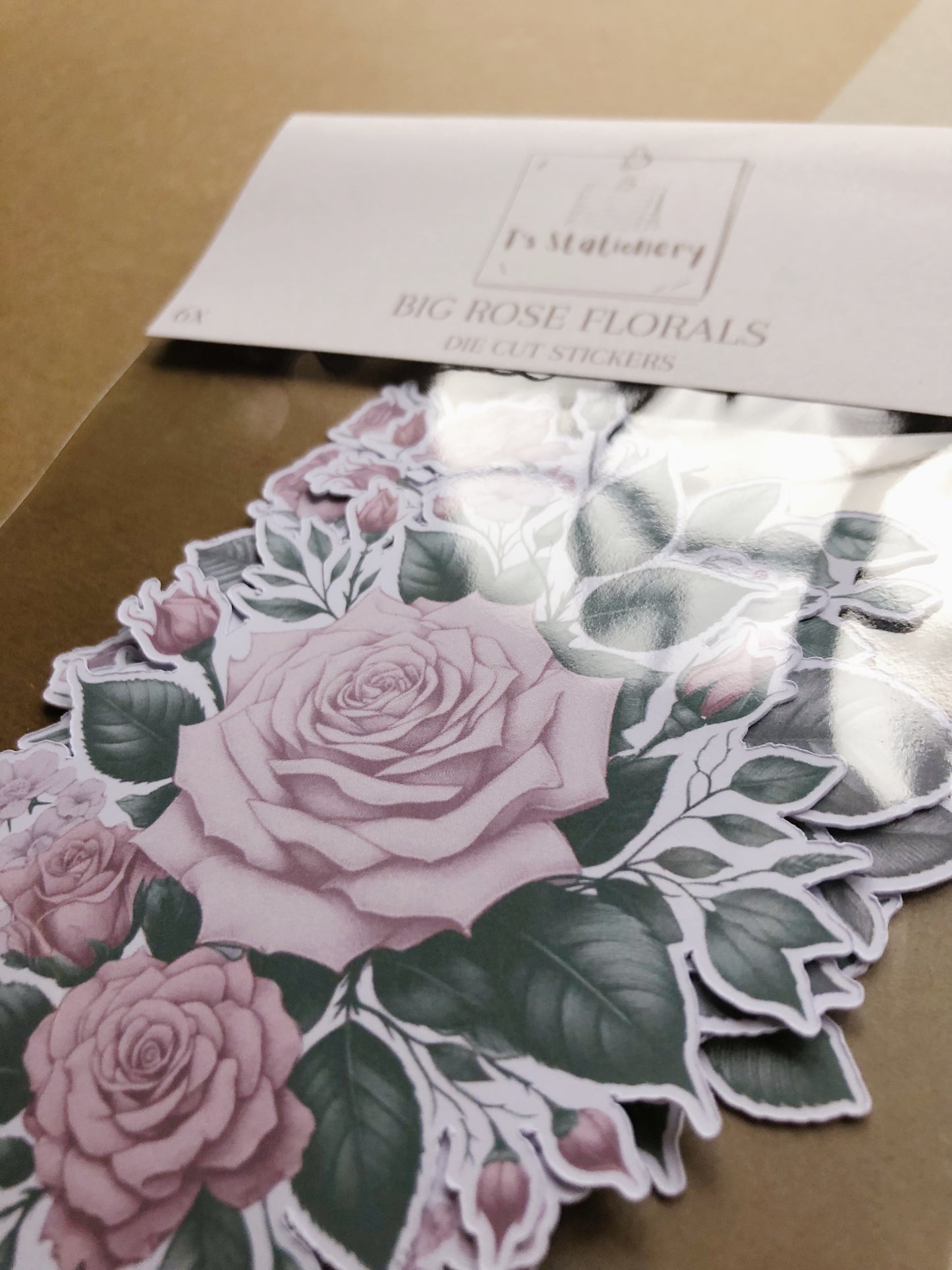 "6Pcs Rose Die Cut Stickers" Sticker Bag