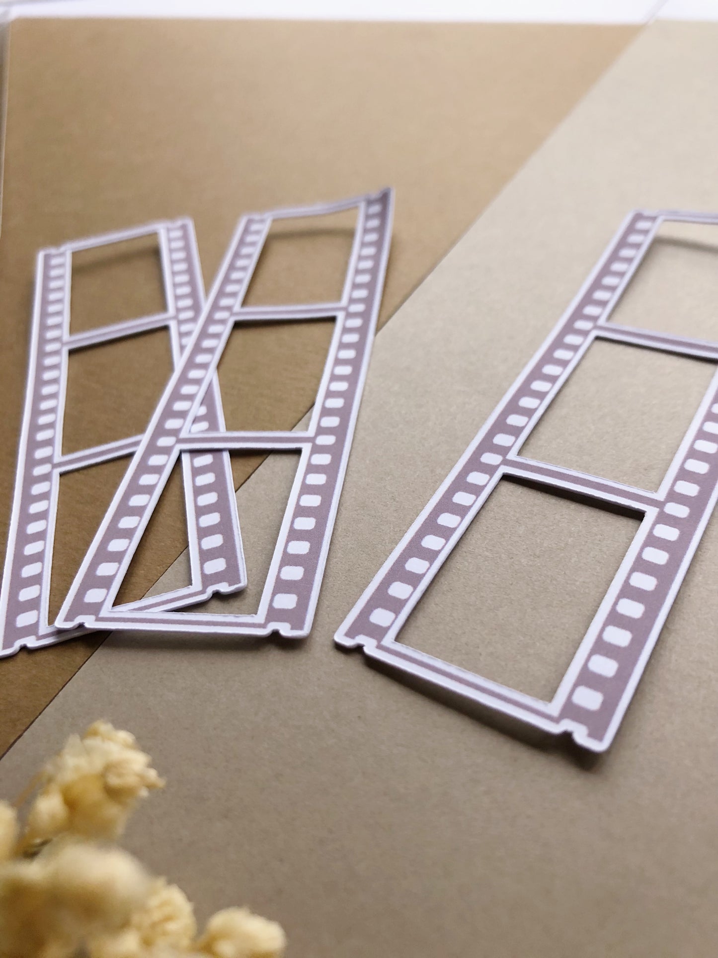 "18Pcs Taupe Beige Film Strip Die Cut Stickers" Sticker Bag