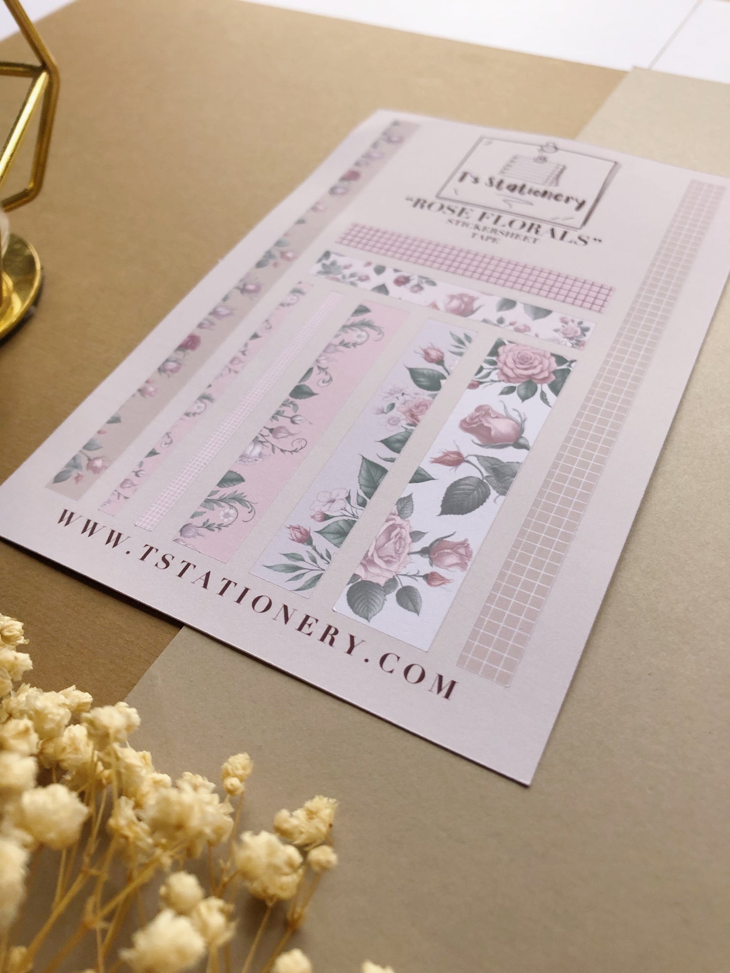 "Rose Floral" Sticker Sheet Tape