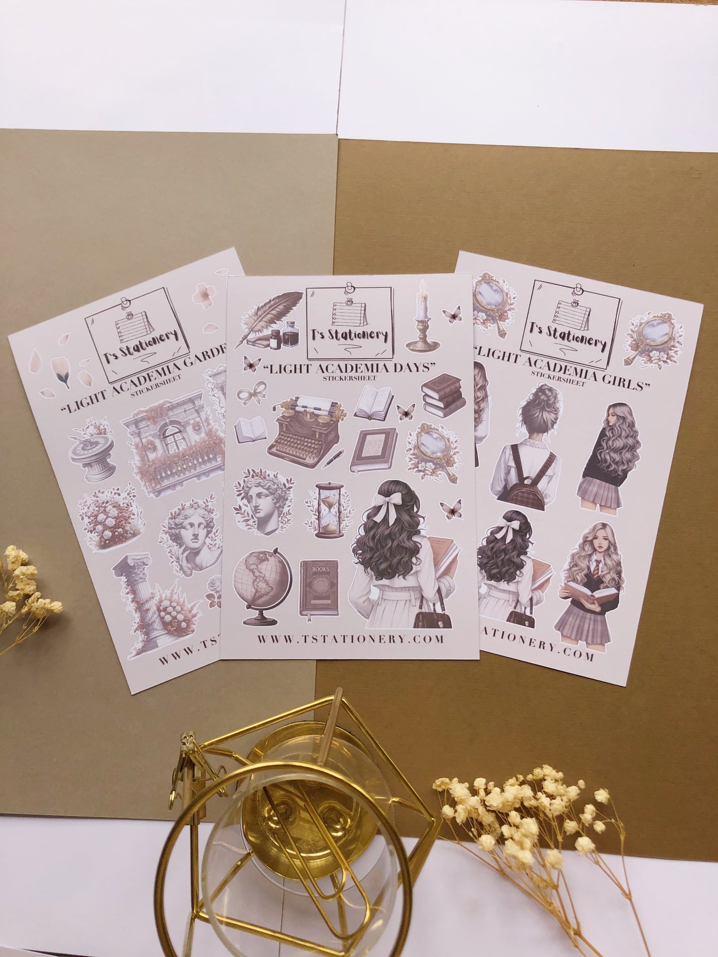 "Light Academia Sticker Set Of 3"