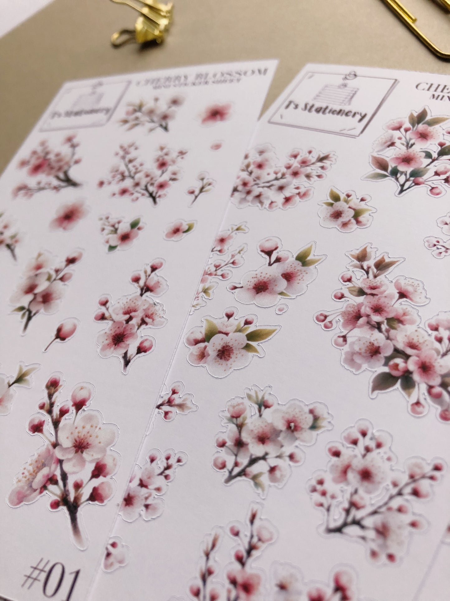 "Cherry Blossom" Sticker Sheet Set Of 3
