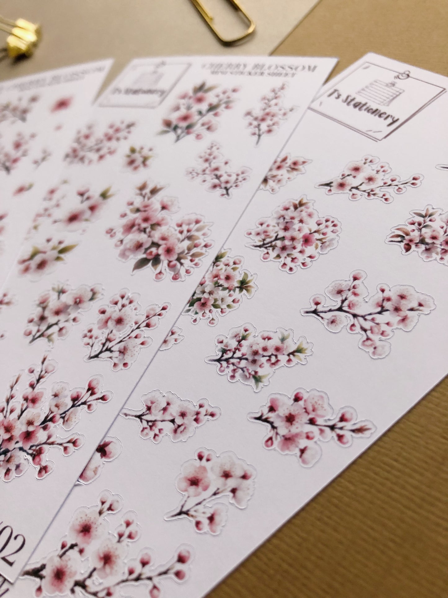 "Cherry Blossom" Sticker Sheet Set Of 3