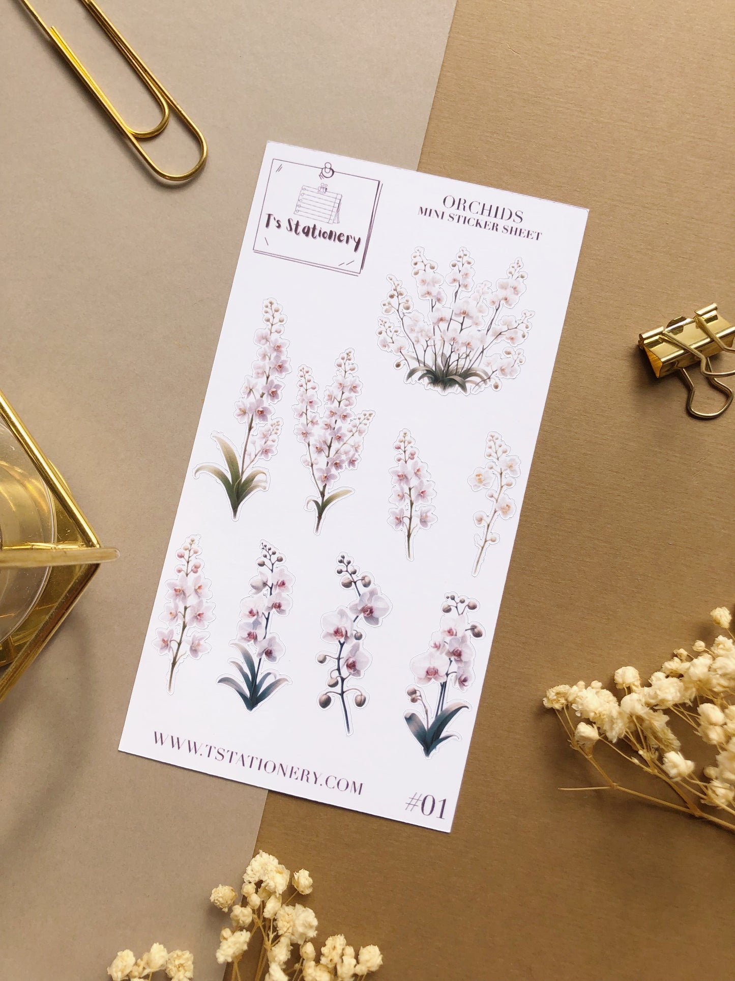 "Orchid" Sticker Sheet Set Of 3