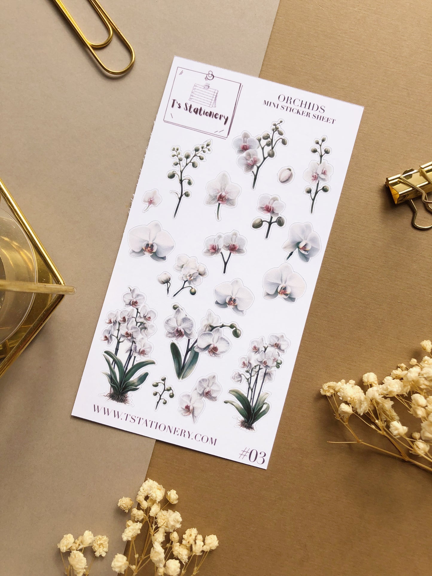 "Orchid" Sticker Sheet Set Of 3