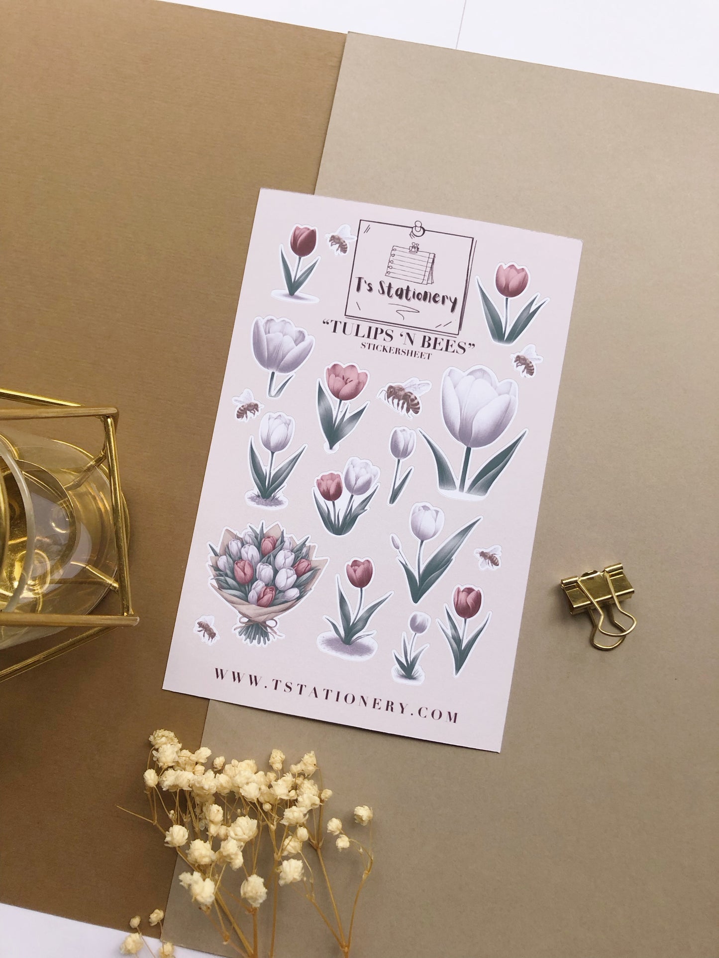 "Tulips 'n Bees" Sticker Sheet