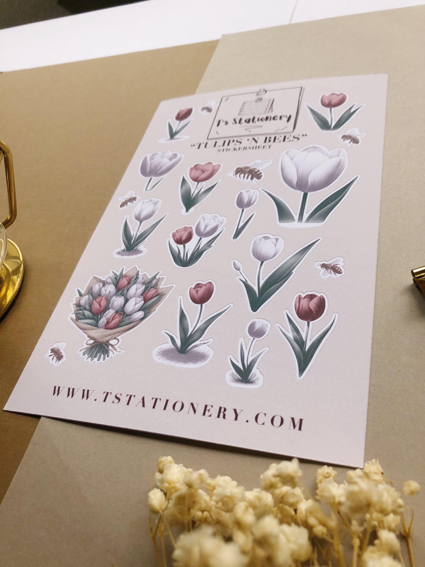 "Tulips 'n Bees" Sticker Sheet