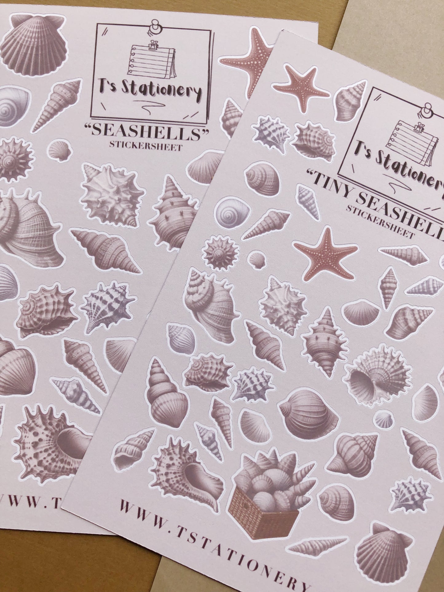"Seashells" Sticker Sheet Set Of 2