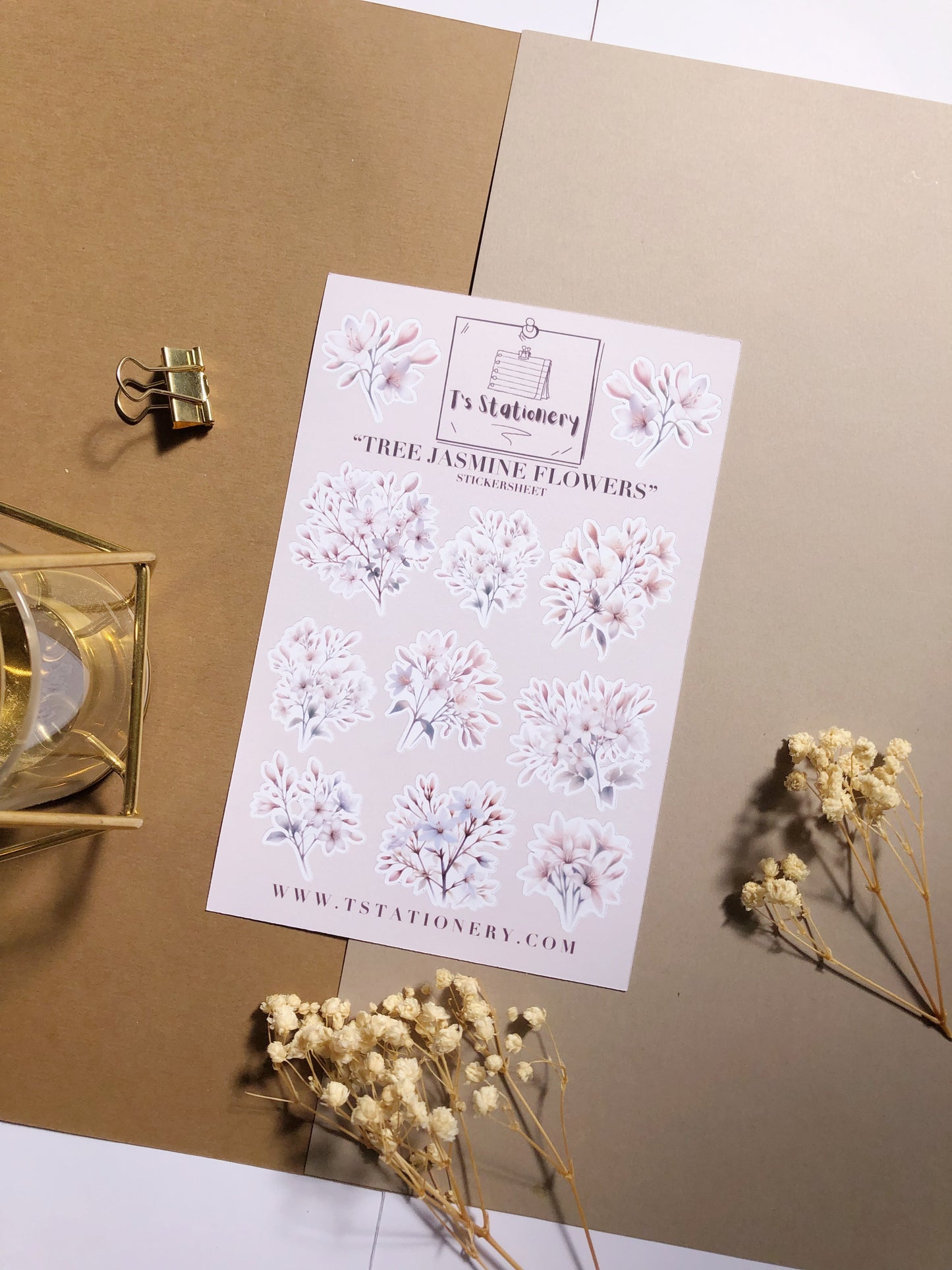 "Tree Jasmine (Cork Tree) Flower" Sticker Sheet