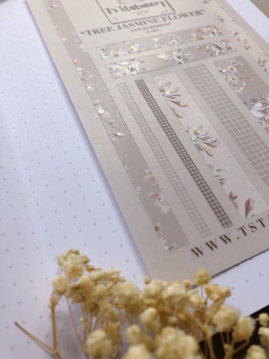 "Tree Jasmine Flower" Sticker Sheet Tape (WASHI)