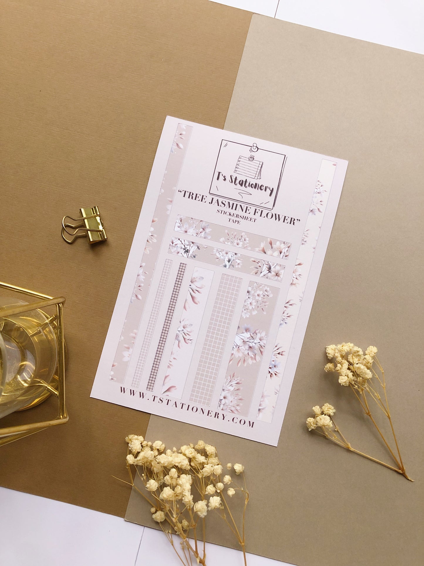 "Tree Jasmine Flower" Sticker Sheet Tape