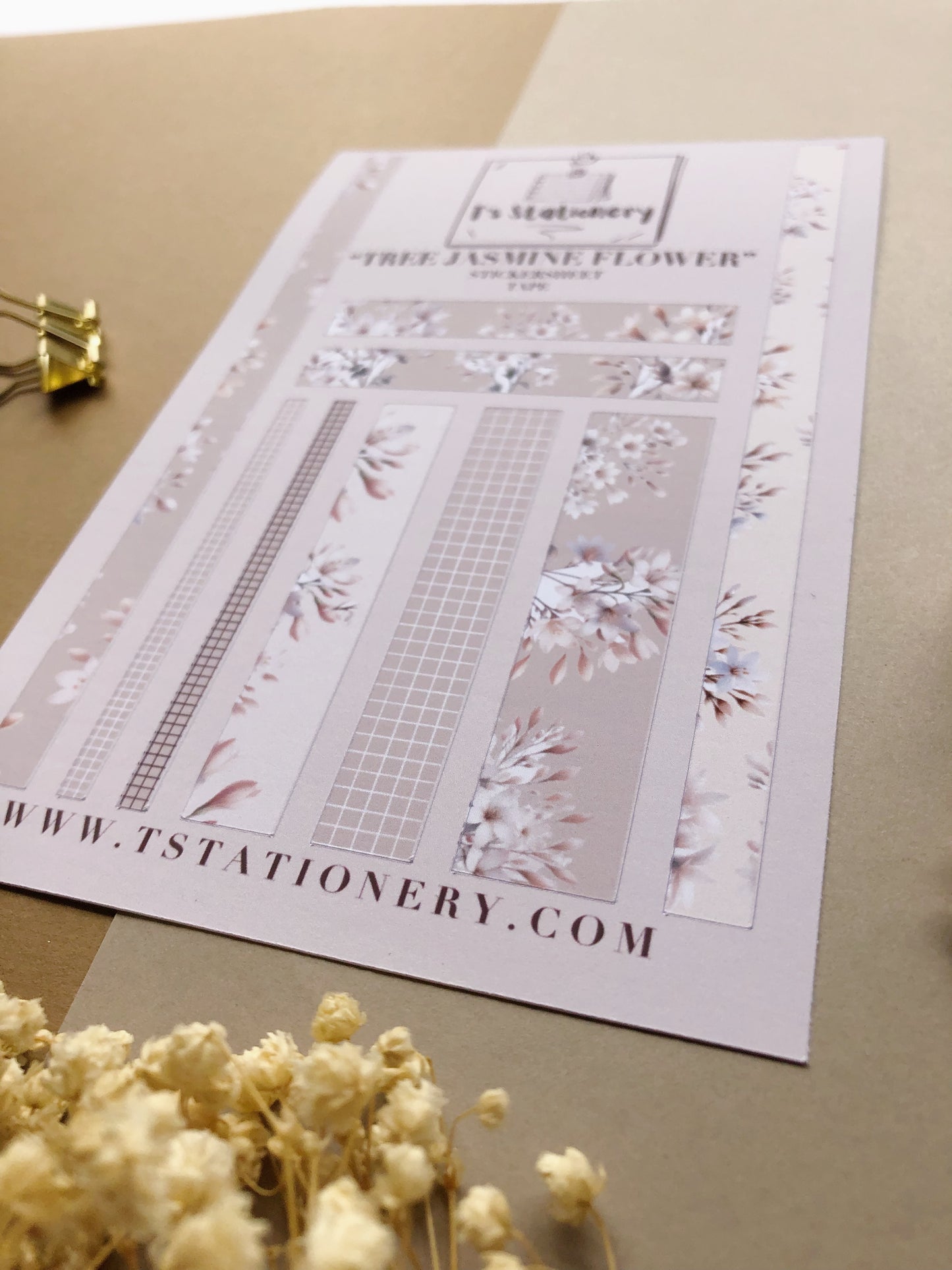 "Tree Jasmine Flower" Sticker Sheet Tape