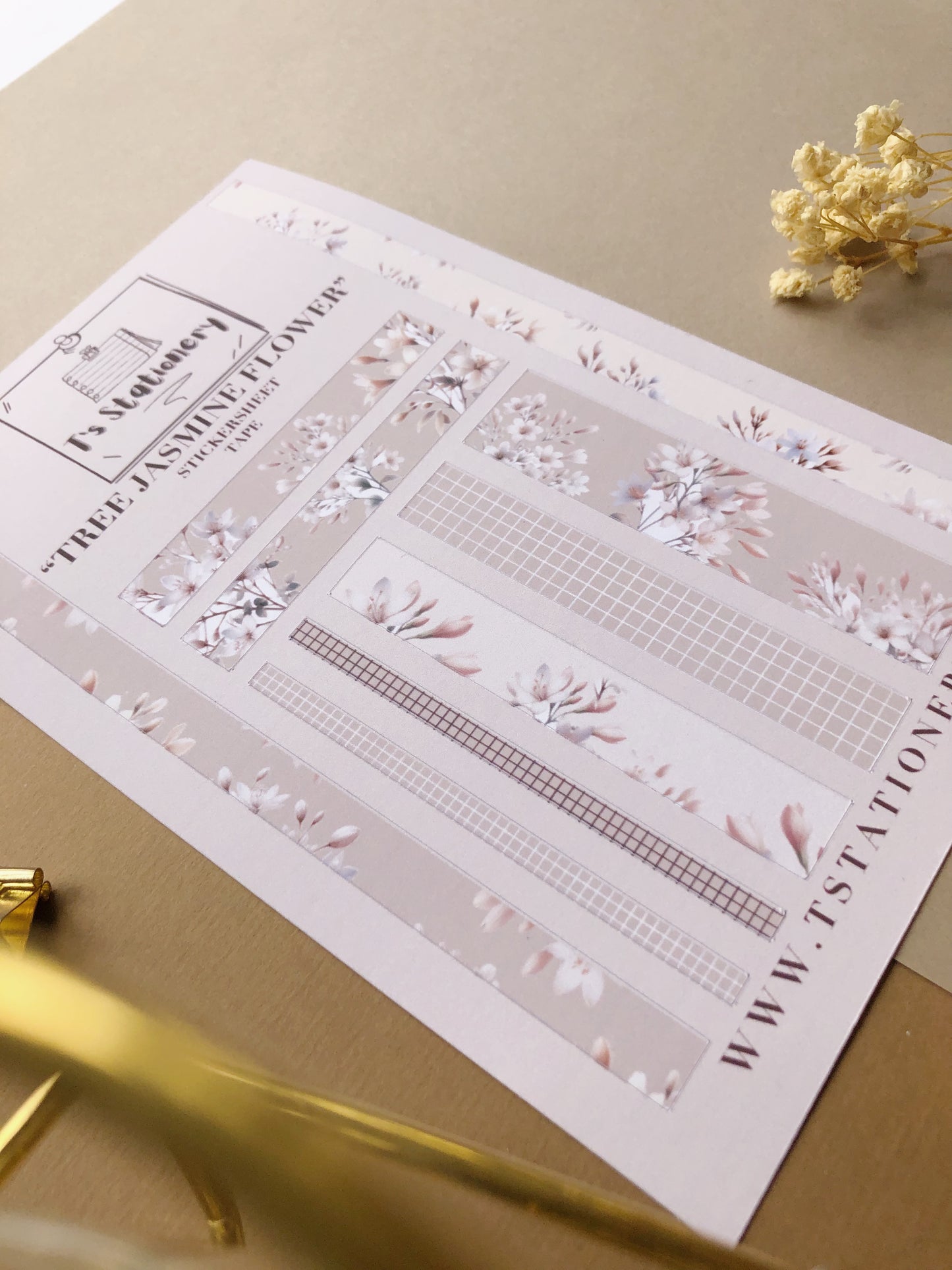 "Tree Jasmine Flower" Sticker Sheet Tape