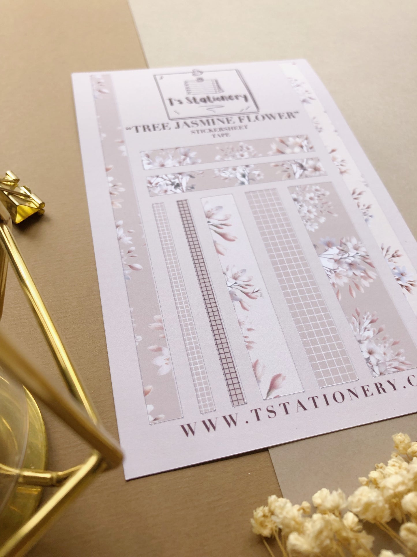 "Tree Jasmine Flower" Sticker Sheet Tape