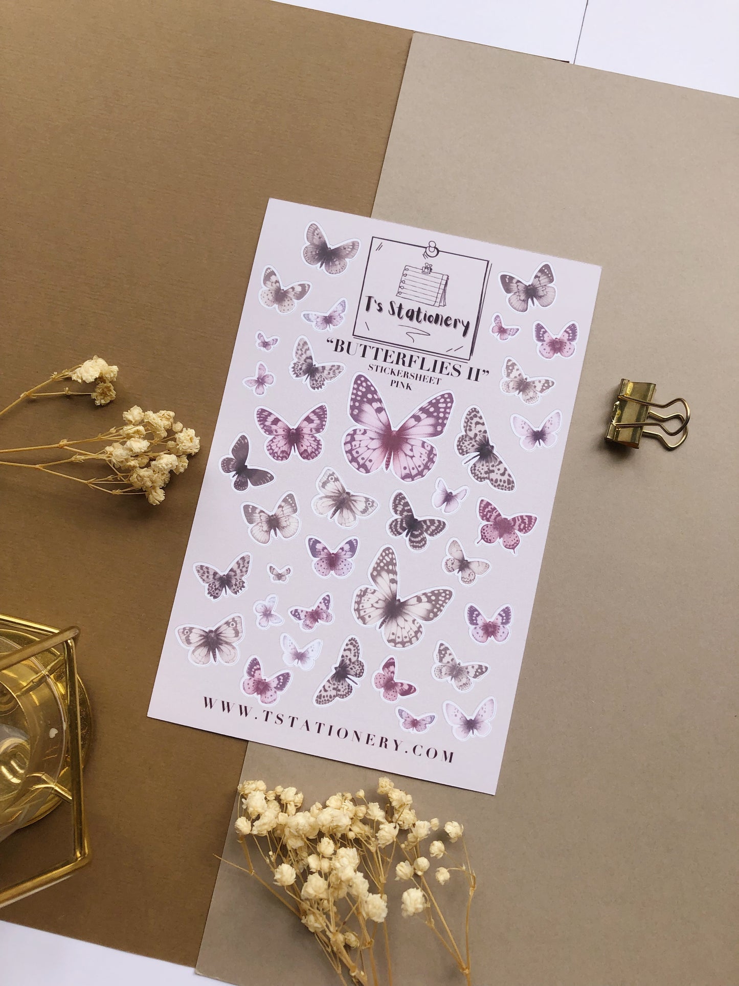"Butterflies II (pink) " Sticker Sheet