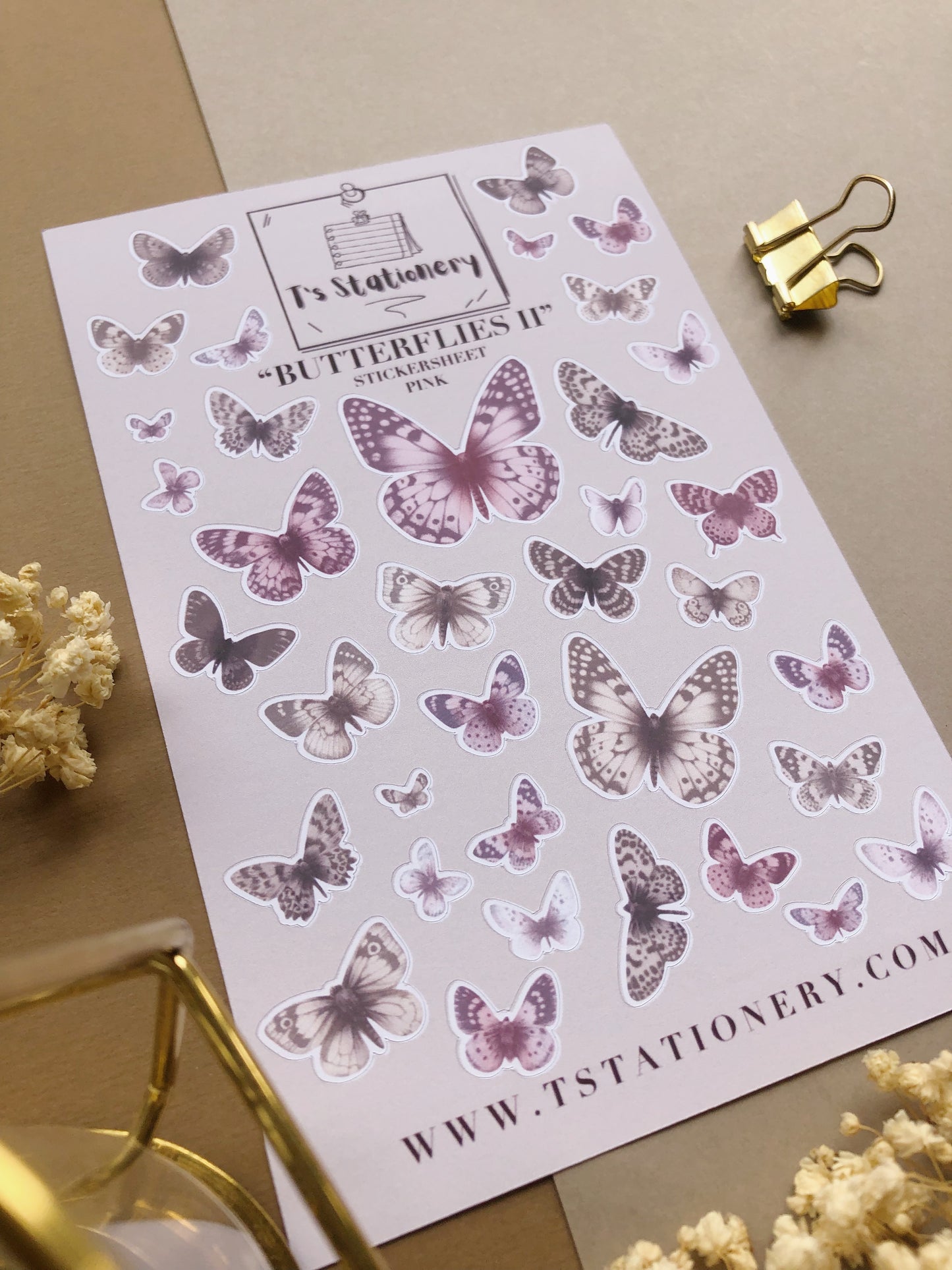 "Butterflies II (pink) " Sticker Sheet