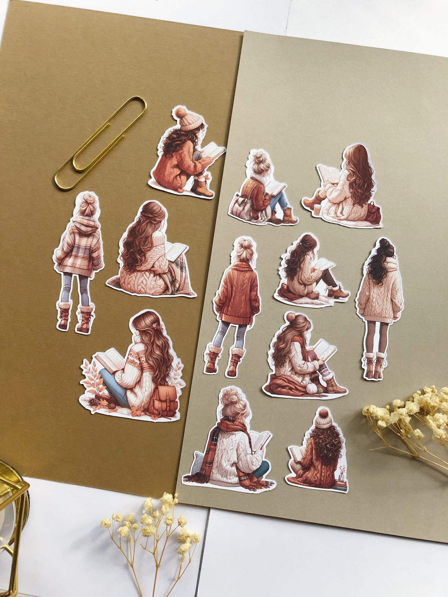 "12Pcs Autumnal Girls II" Die Cut Sticker Pack