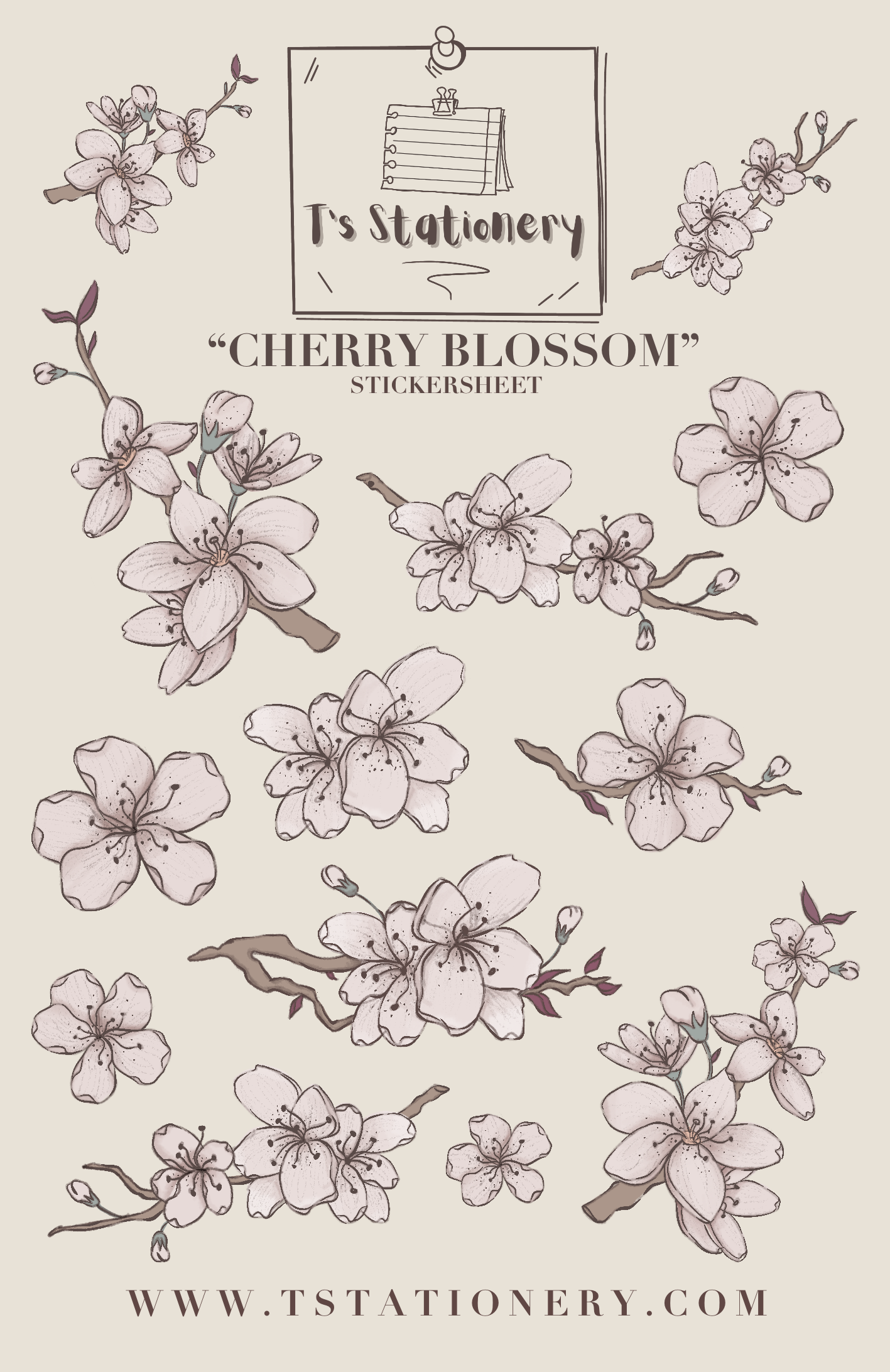 "Cherry Blossom"  Sticker Sheet