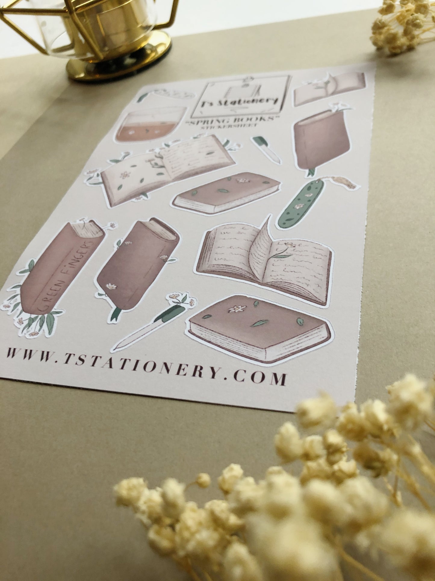 "Spring Books"  Sticker Sheet