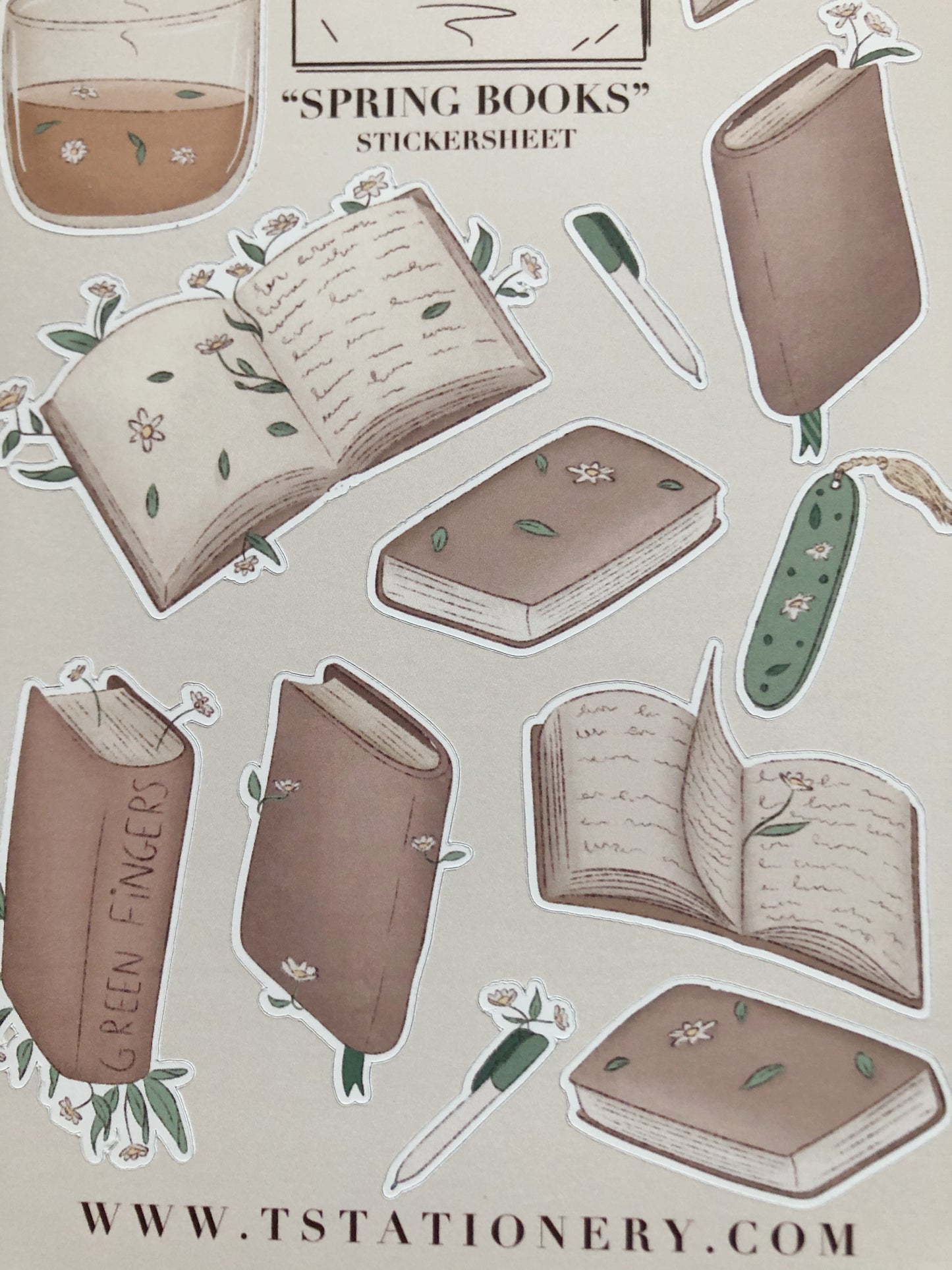 "Spring Books"  Sticker Sheet
