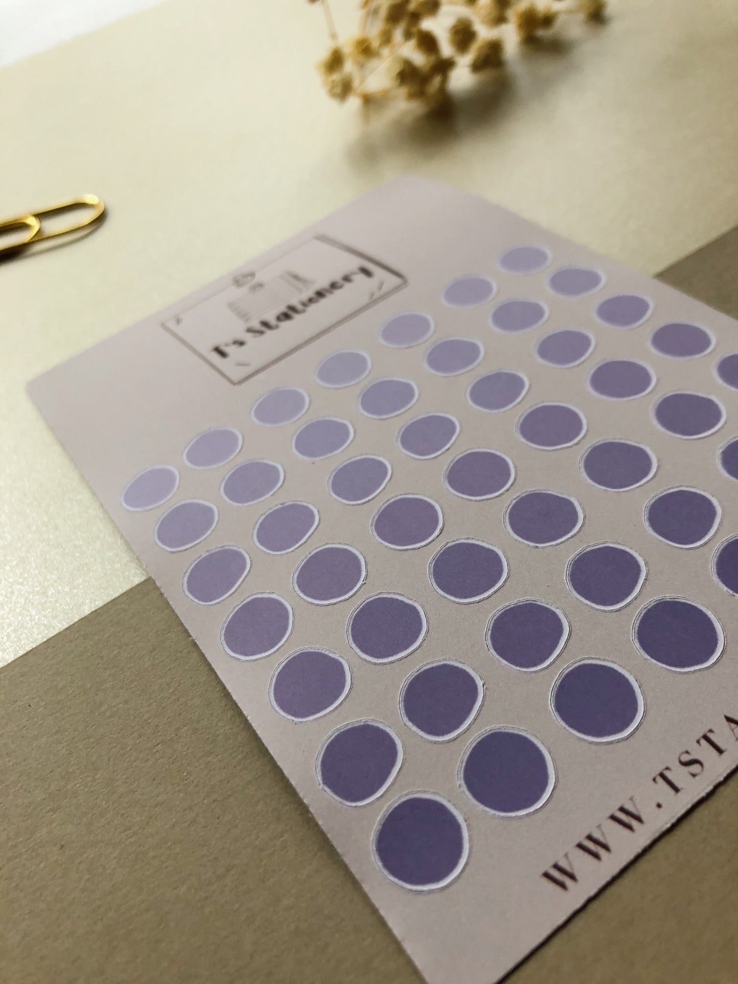 "Purple Dots"  Sticker Sheet