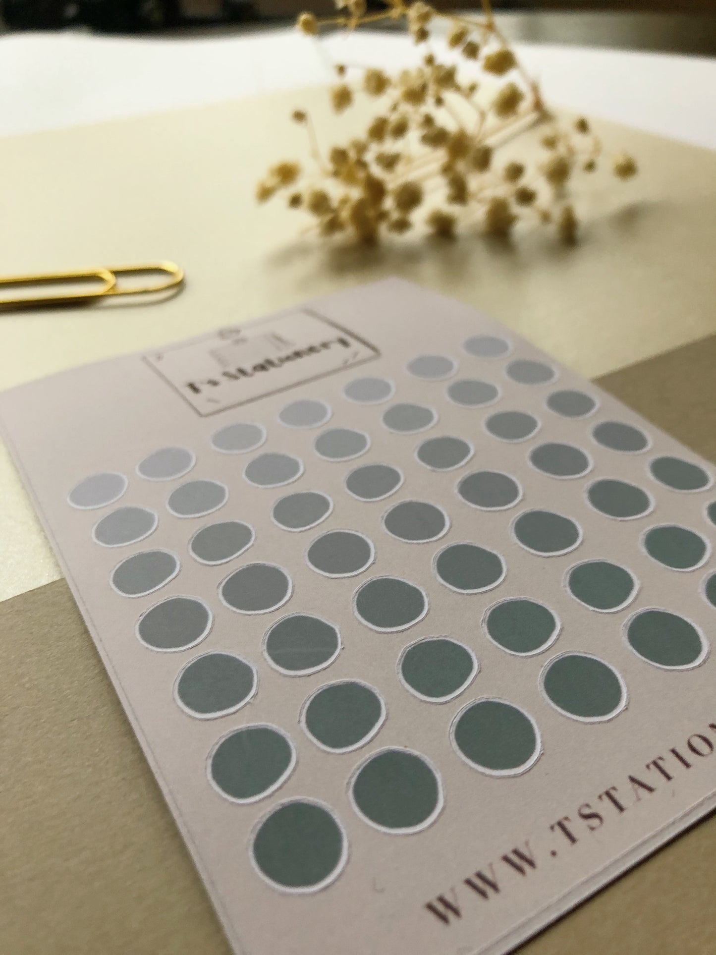 "Pastel Green Dots" Sticker Sheet