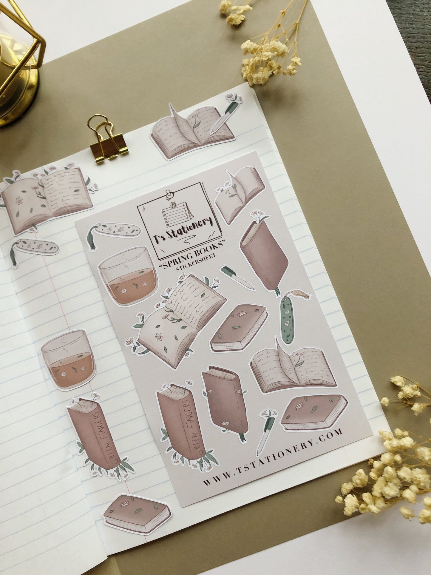 "Spring Books"  Sticker Sheet