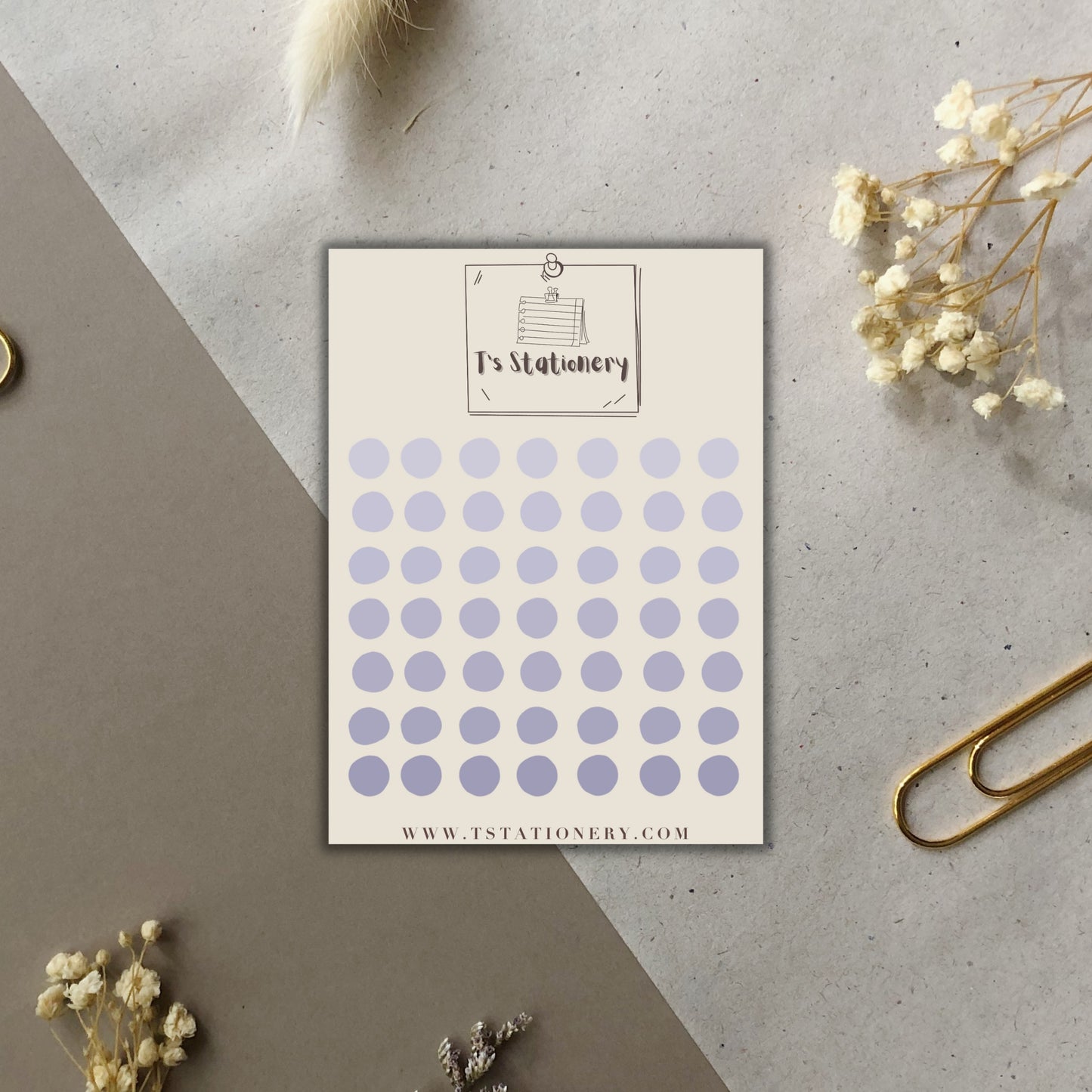 "Purple Dots"  Sticker Sheet