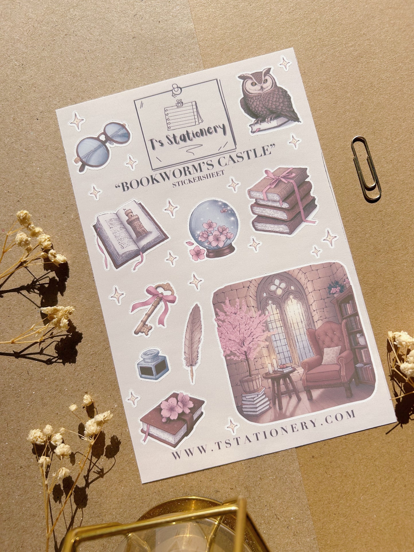 "Bookworm's Castle"  Sticker Sheet