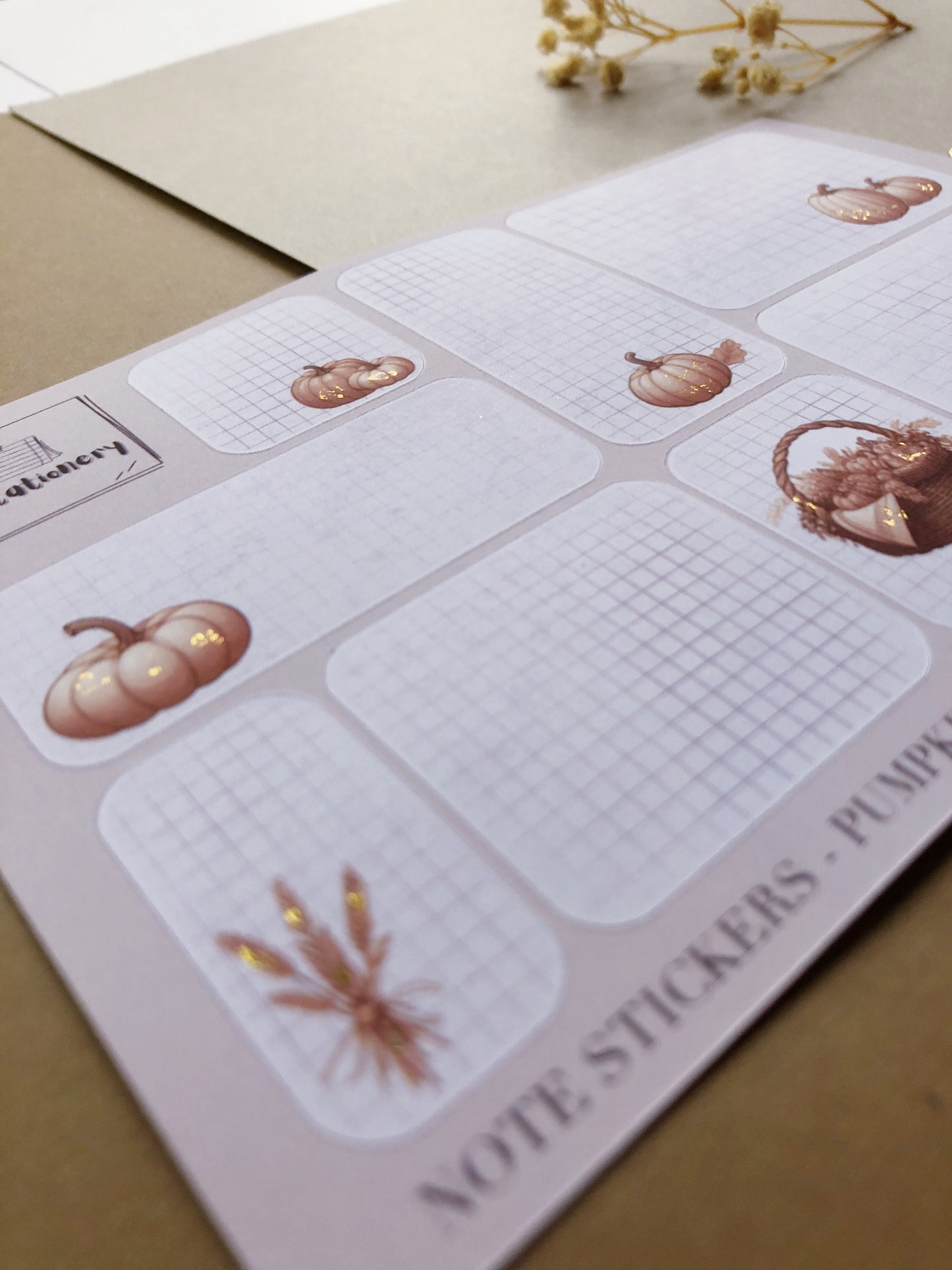 Gold Foil "Pumpkin Notes" Sticker Sheet