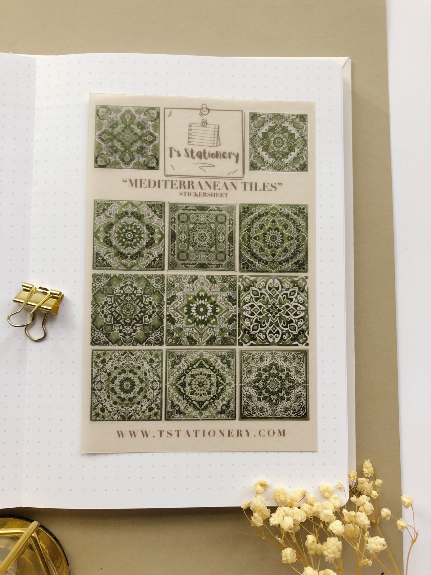 "Mediterranean Tiles" Sticker Sheet (WASHI)