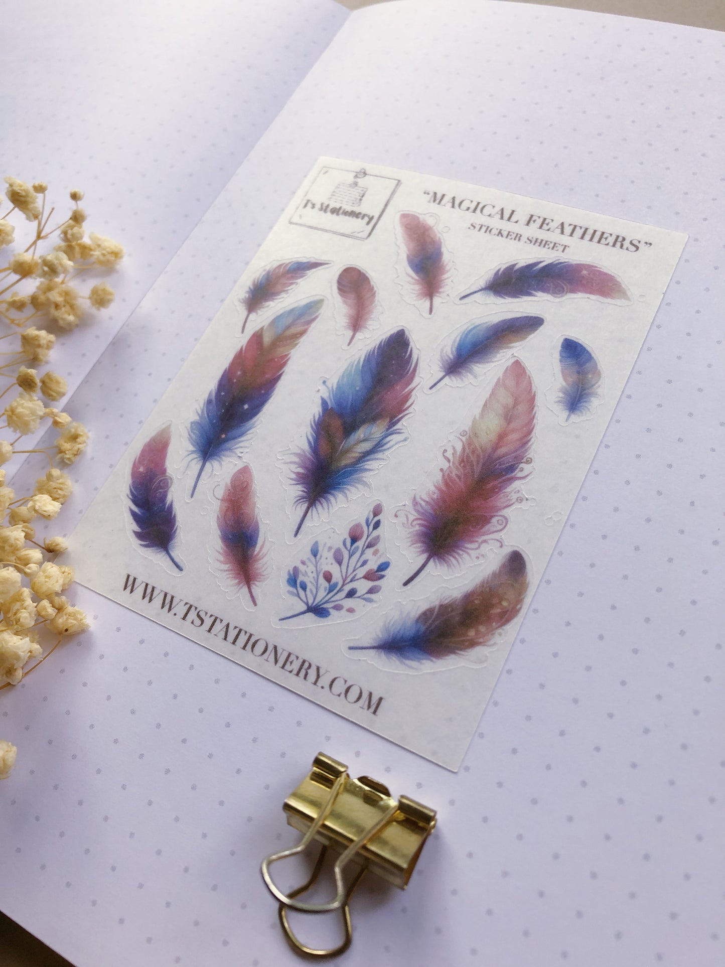 "Magical Feathers" Washi Sticker Sheet