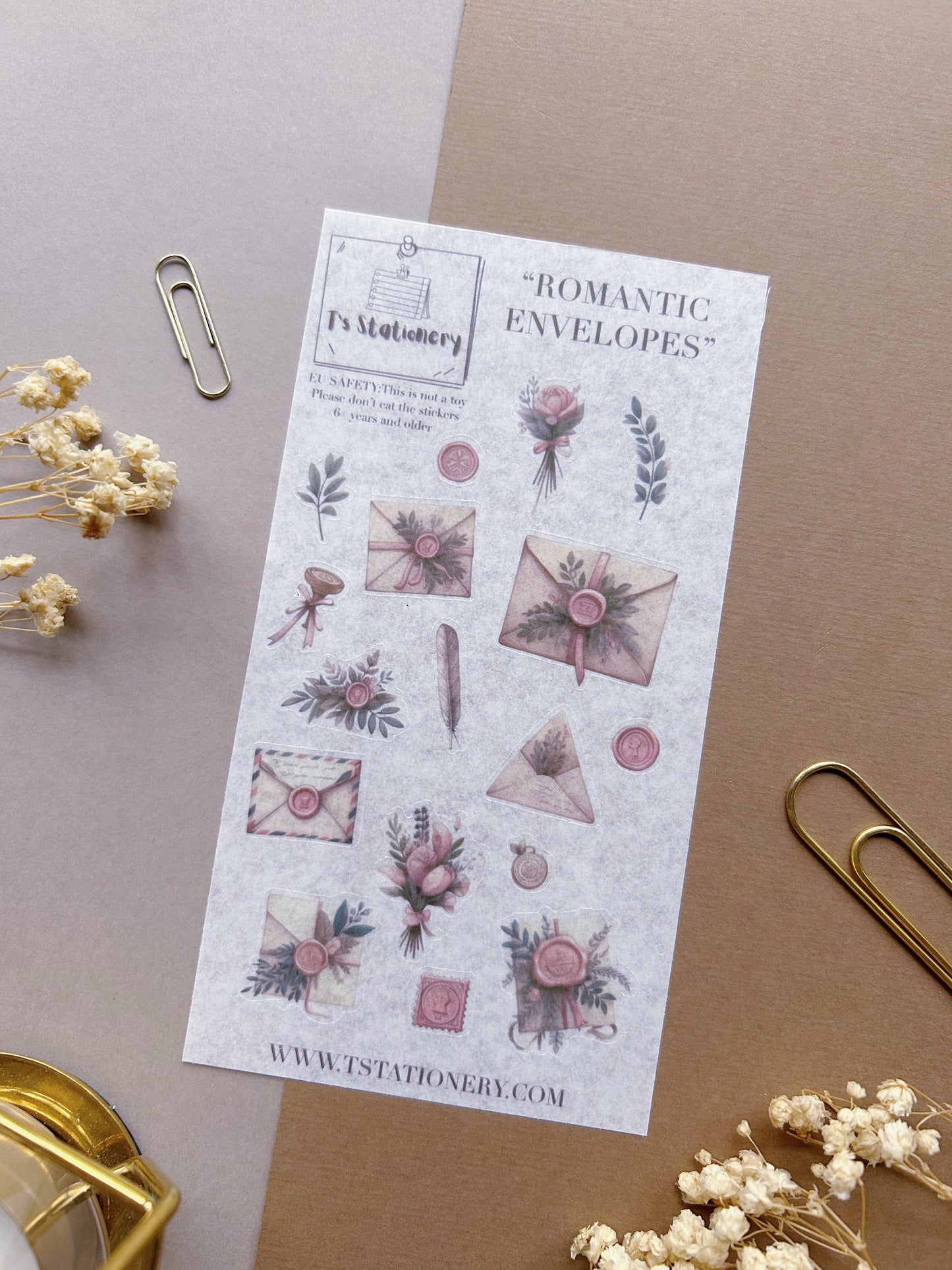 "Romantic Envelopes" Washi Sticker Sheet