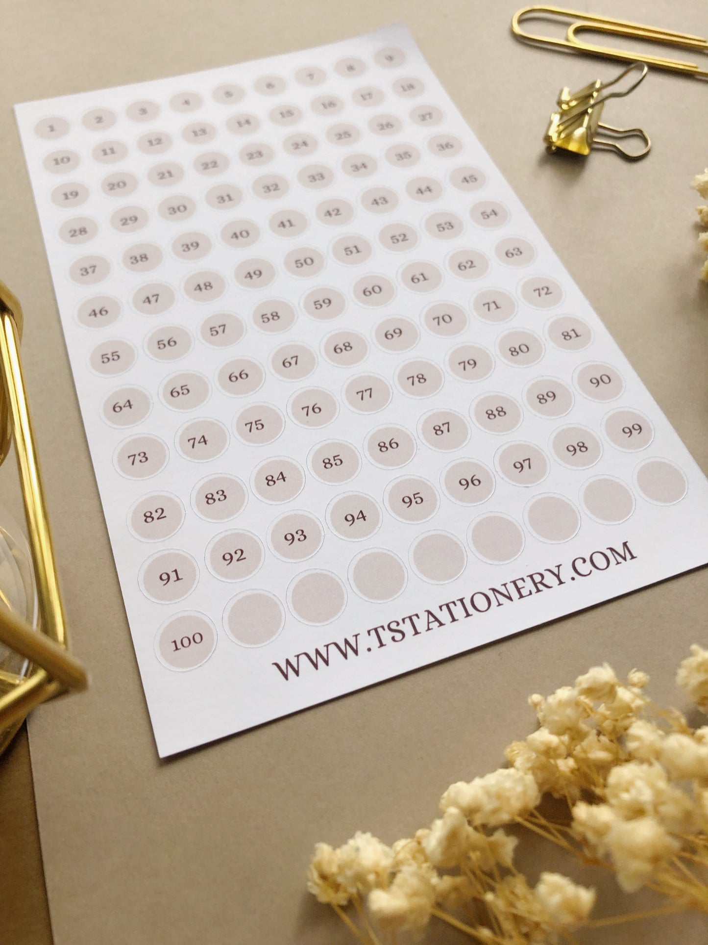 "100 Numbered Dots" Sticker Sheet